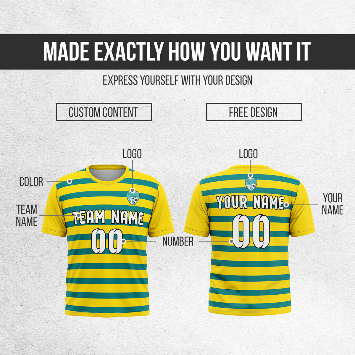 Custom Royal Stripe Yellow Soccer sport Tops Jersey