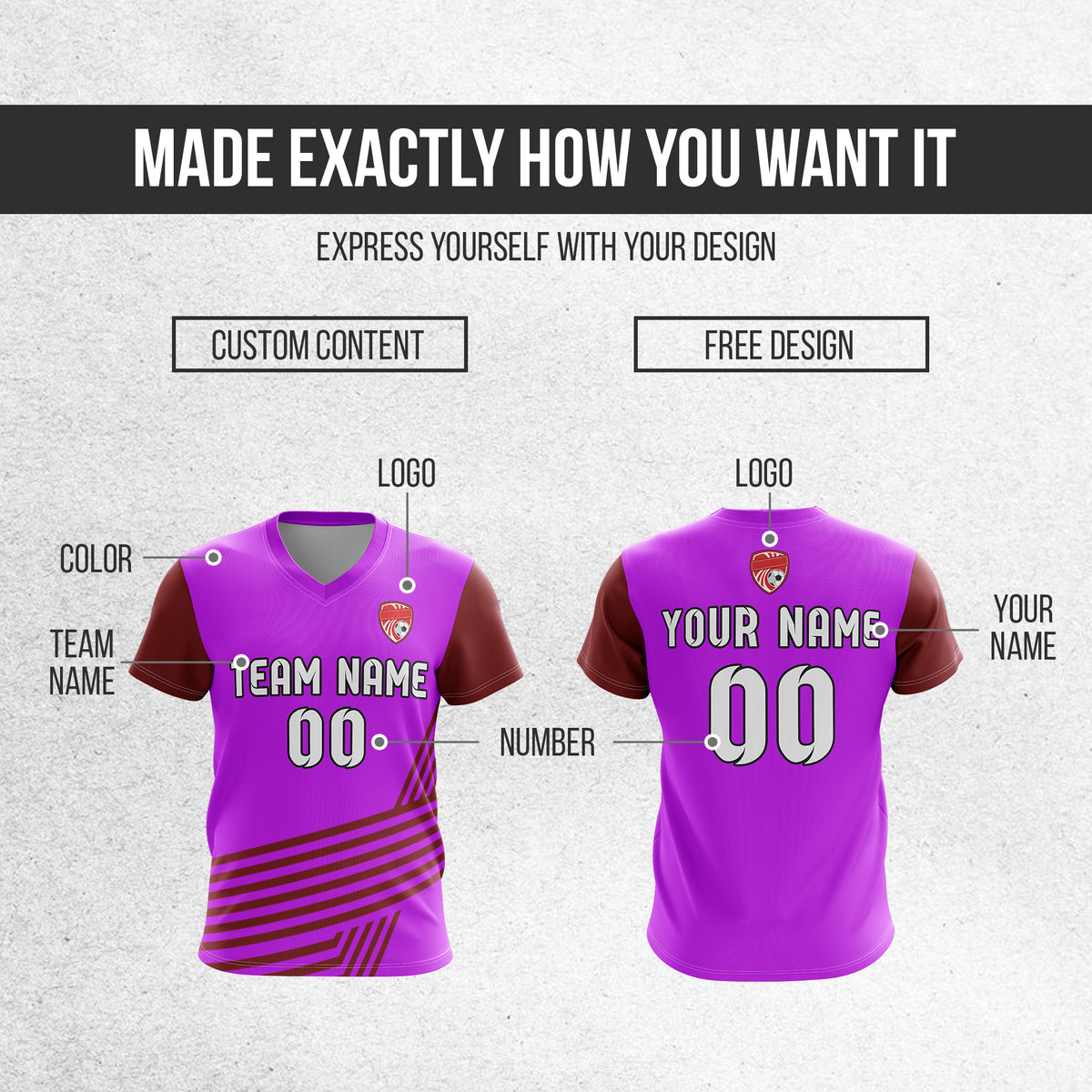 Custom Rapid Line V-Side Pattern Purple Soccer sport Tops Jersey
