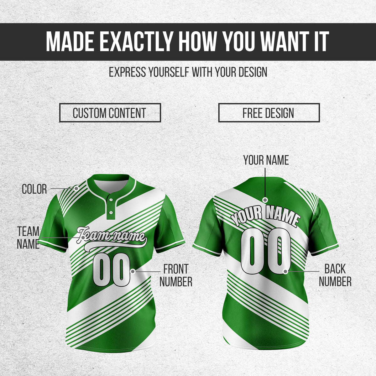 Custom Crossfire Green Baseball Sports Jersey Personalized Uniform with Name & Number