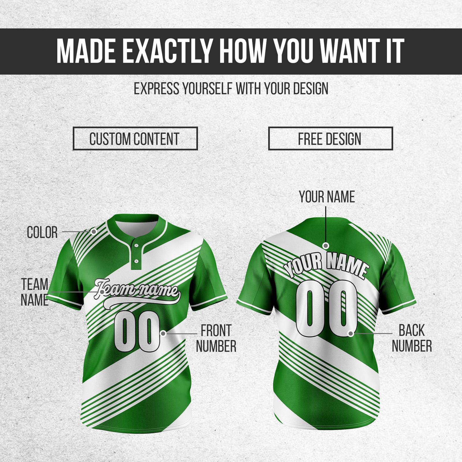 Custom Crossfire Green Baseball Sports Jersey Personalized Uniform with Name & Number