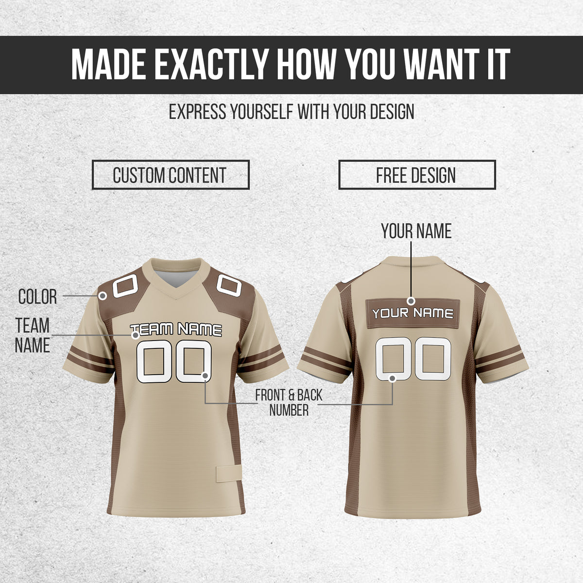 Custom Elite Khaki Color Block Mesh Authentic Football Jersey
