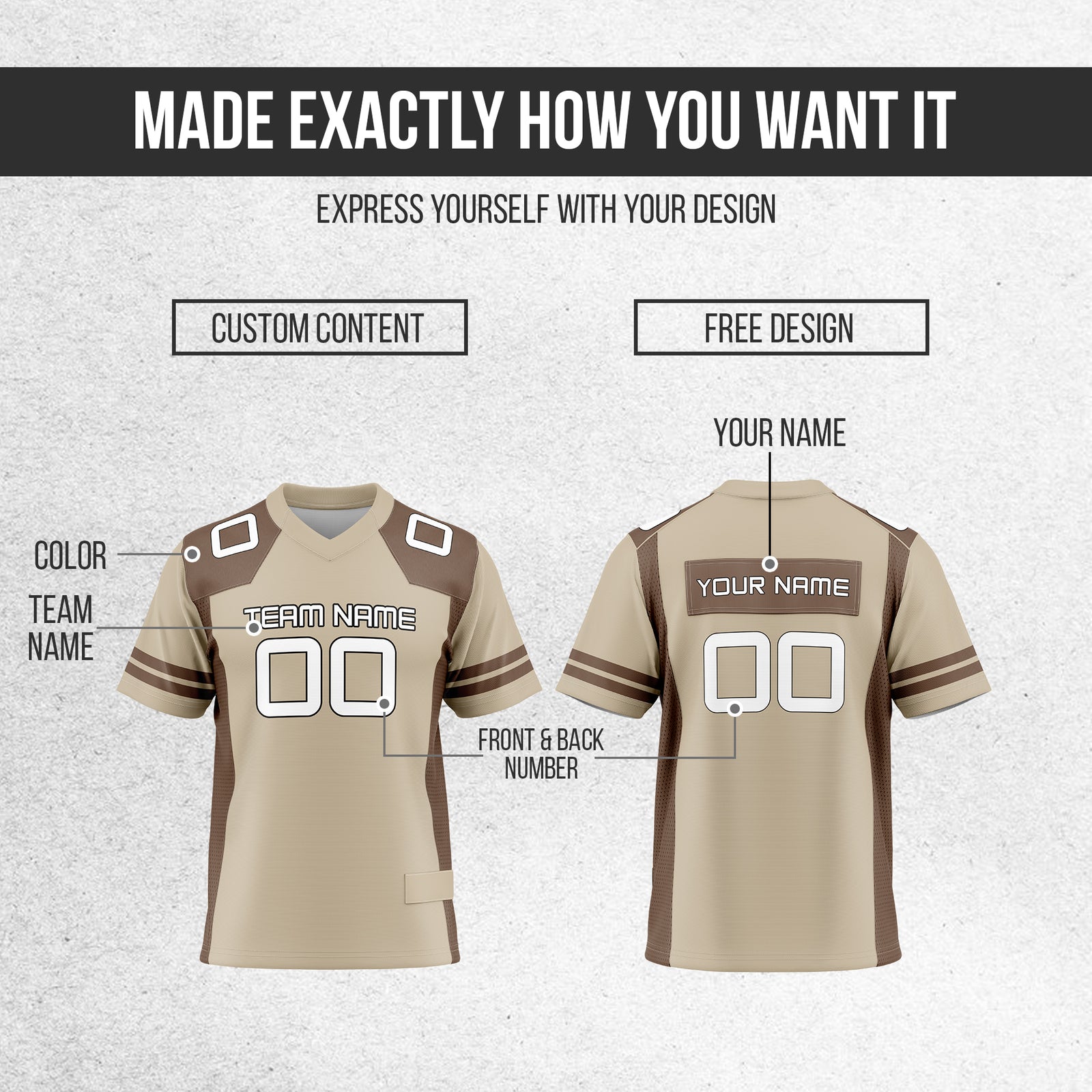 Custom Elite Khaki Color Block Mesh Authentic Football Jersey