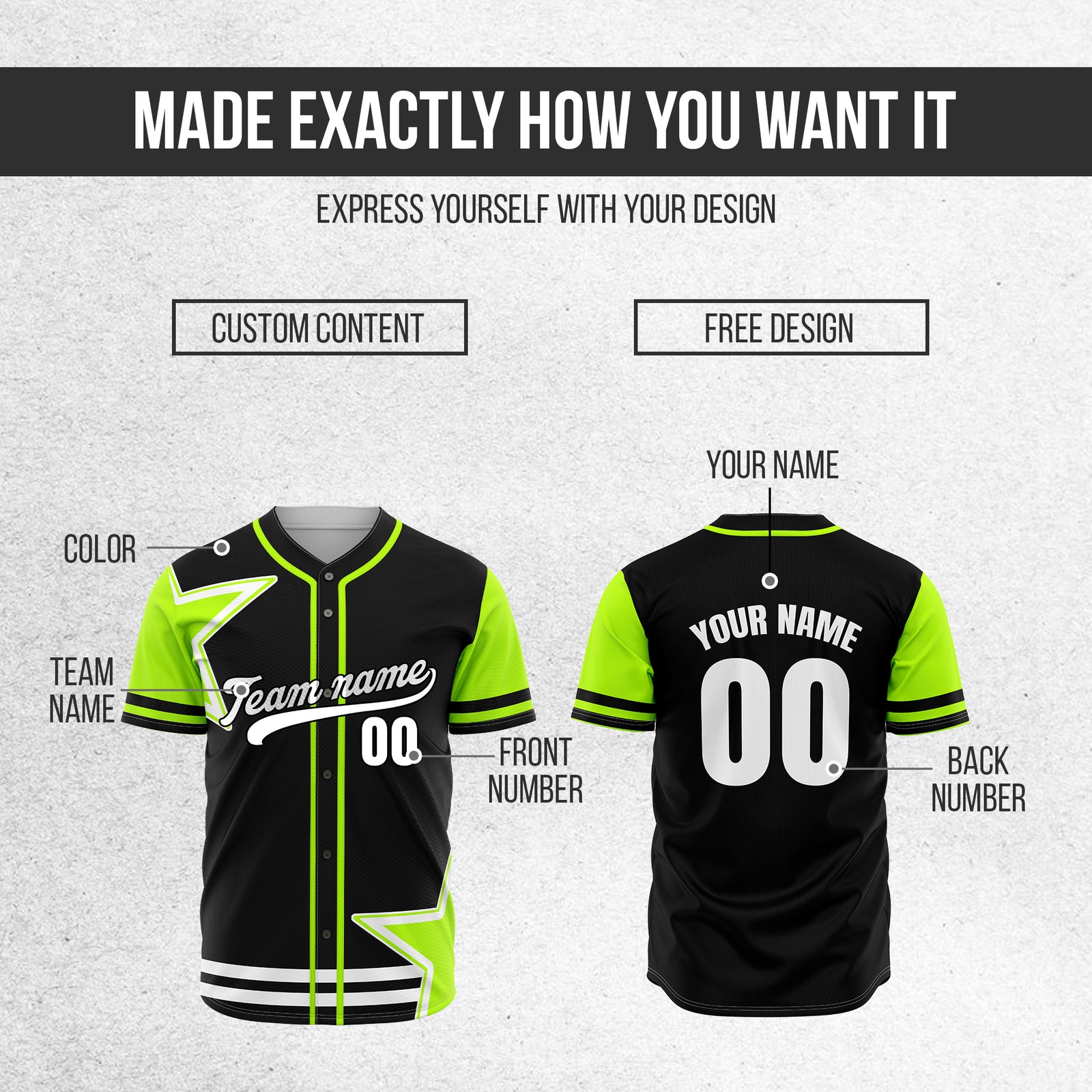 Custom Star Classic Baseball Black Sports Jersey Personalized Uniform with Name & Number