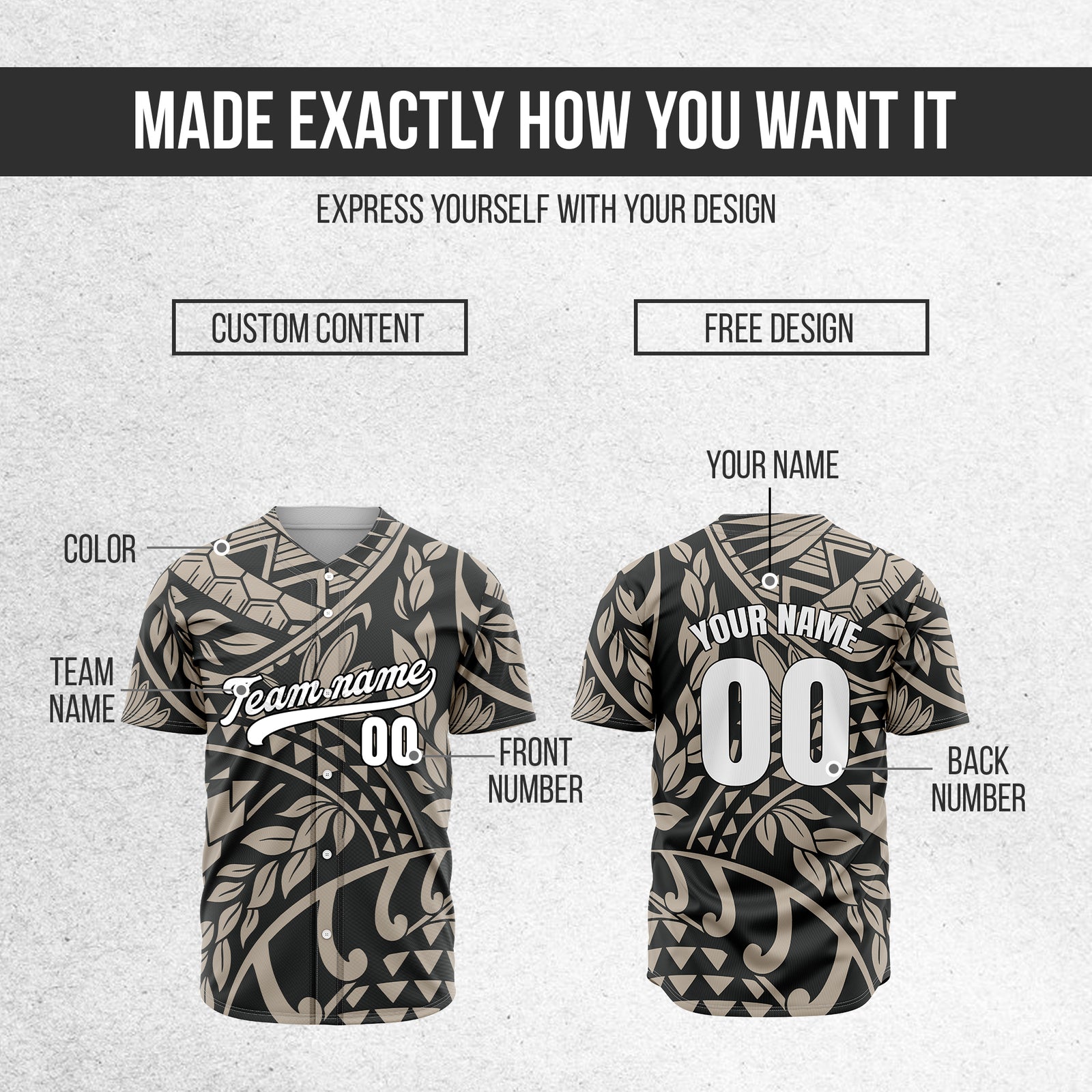 Custom Hawaii Storm Dark Grey Baseball Sports Jersey Personalized Uniform with Name & Number