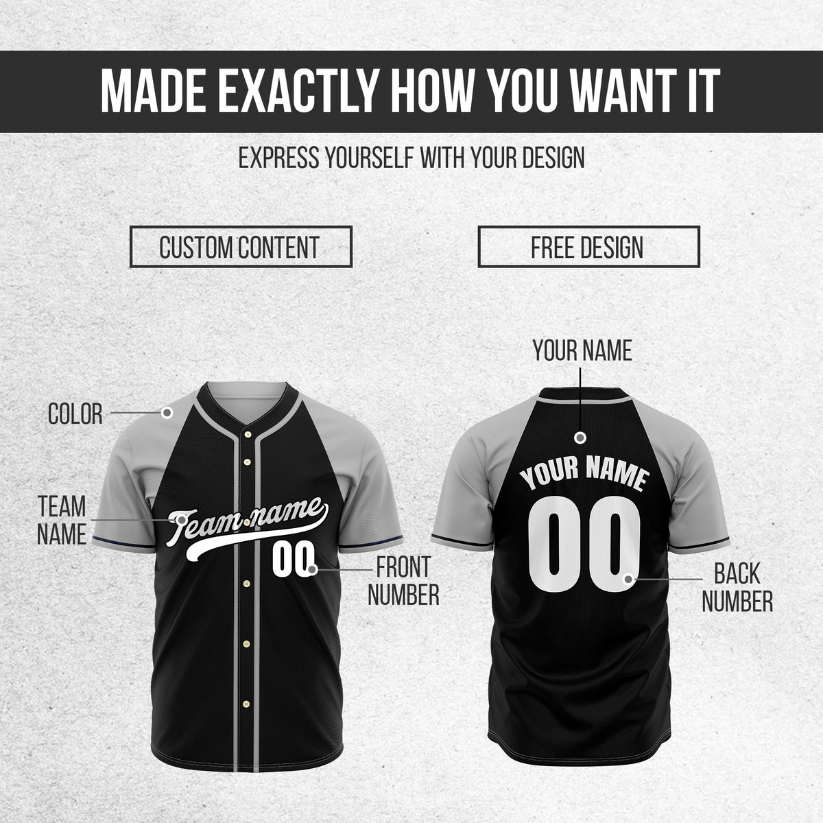 Custom Desert Blaze Black Raglan Style Baseball Sports Jersey Personalized Uniform with Name & Number