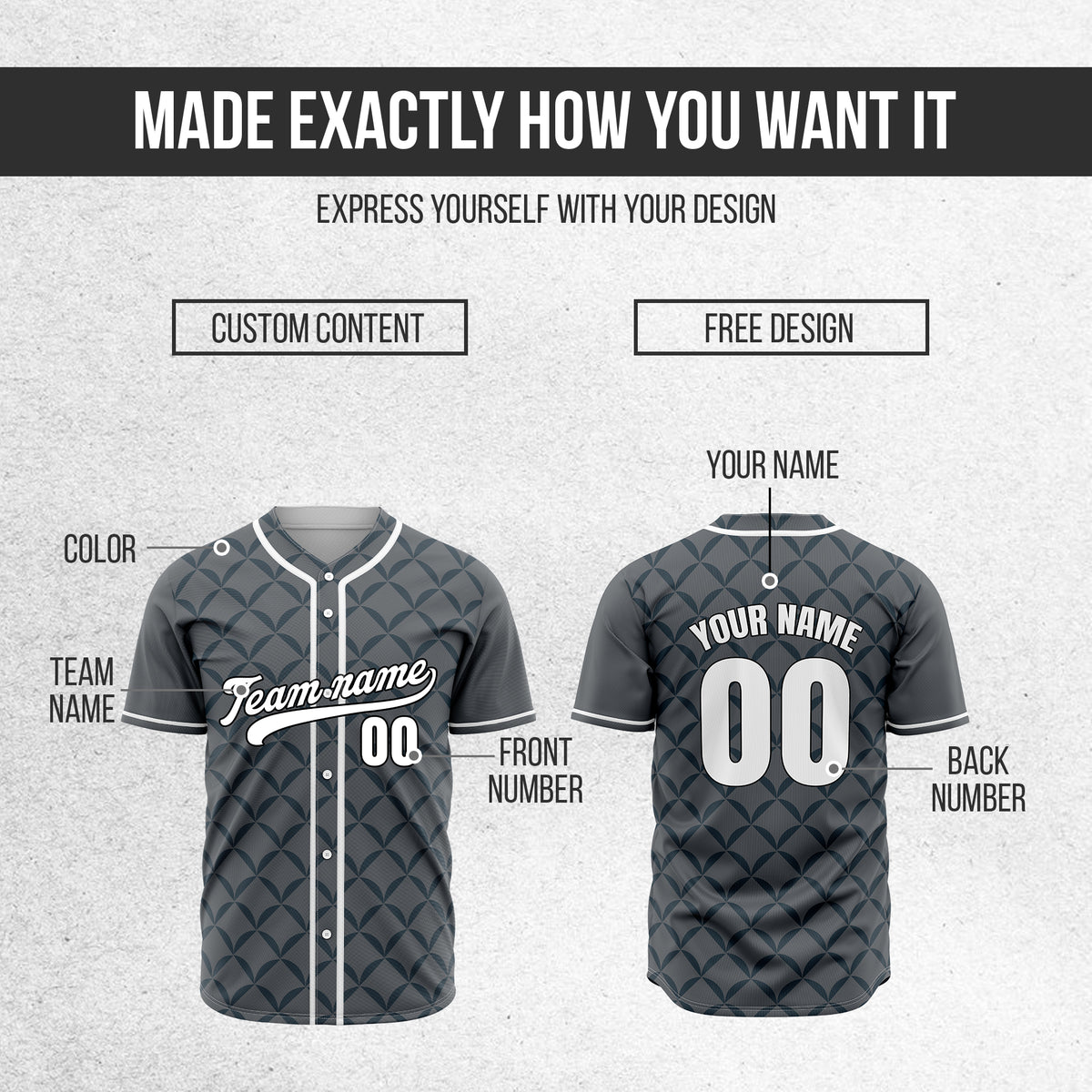 Custom Vertex Vibe Dark Grey Baseball Sports Jersey Personalized Uniform with Name & Number