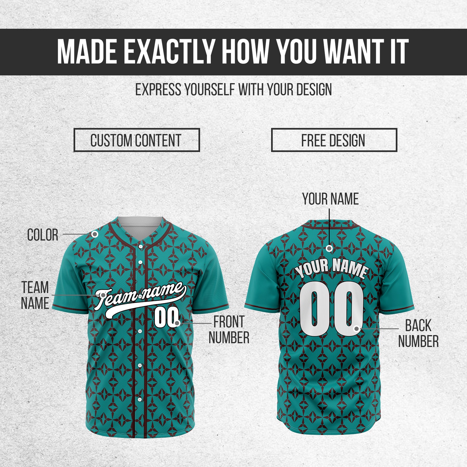 Custom Rhombic Teal Sports Jersey Personalized Uniform with Name & Number