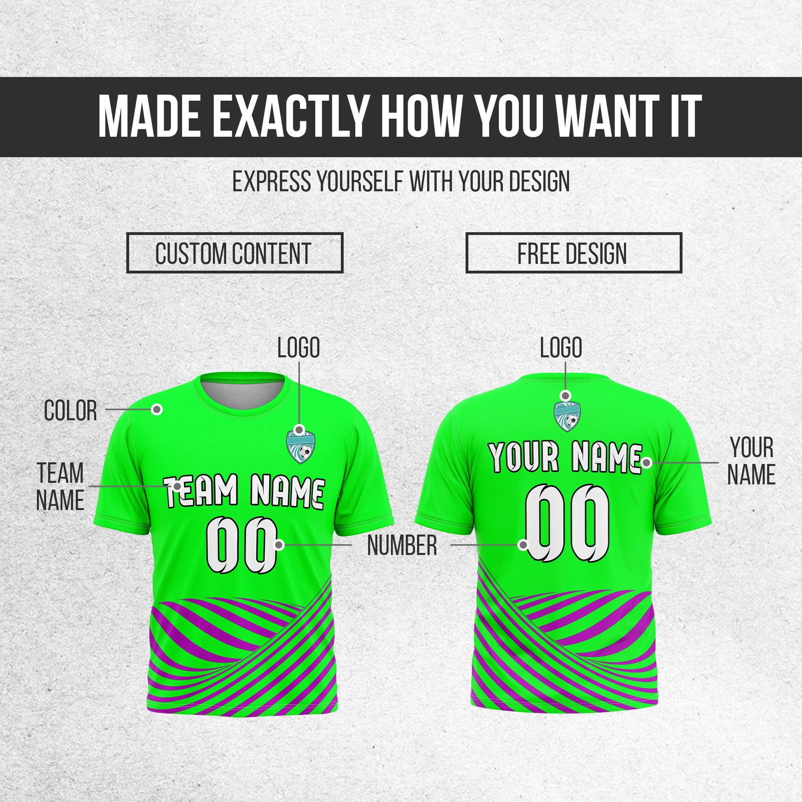 Custom WaveLine Stripe Neon Green Soccer sport Tops Jersey