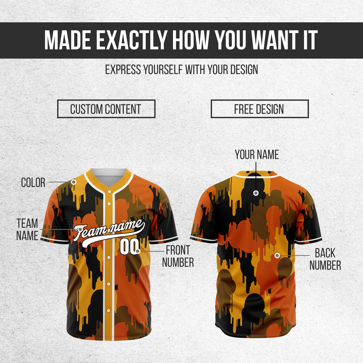 Custom Paint Hustlers Orange Baseball Sports Jersey Personalized Uniform with Name & Number