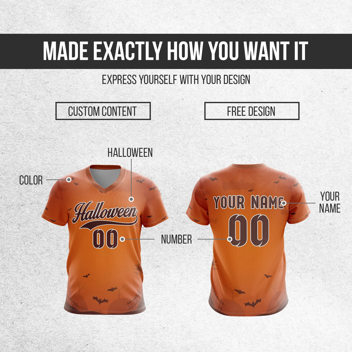 Custom Halloween Soccer Jersey D6 Personalized Uniform with Name & Number