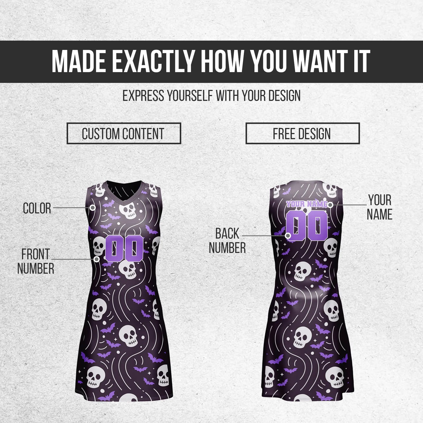 Custom Halloween Netball Jersey D5 Personalized Uniform with Name & Number