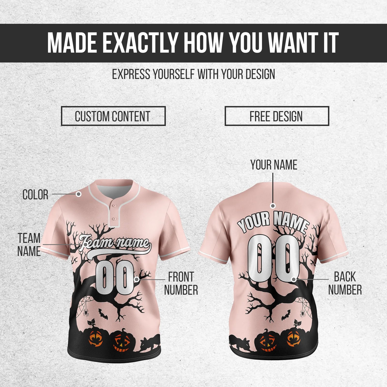 Custom Haunted Pumpkin Baseball Sports Jersey Personalized Uniform with Name & Number