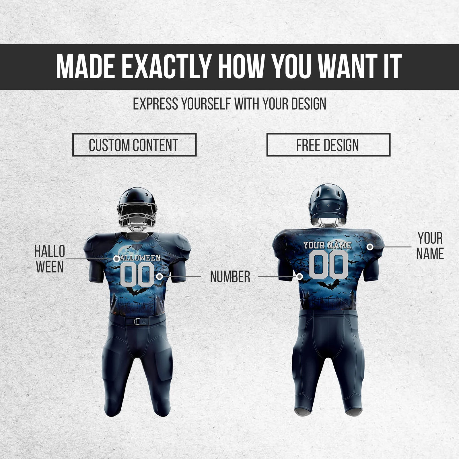 Custom Halloween Vibes American Football Jersey Personalized Uniform with Name & Number