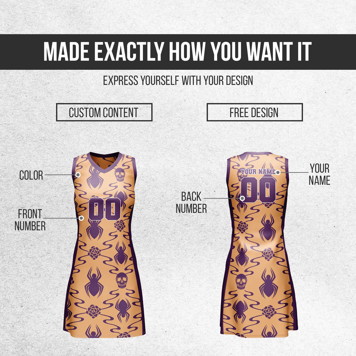 Custom Halloween Netball Jersey D2 Personalized Uniform with Name & Number