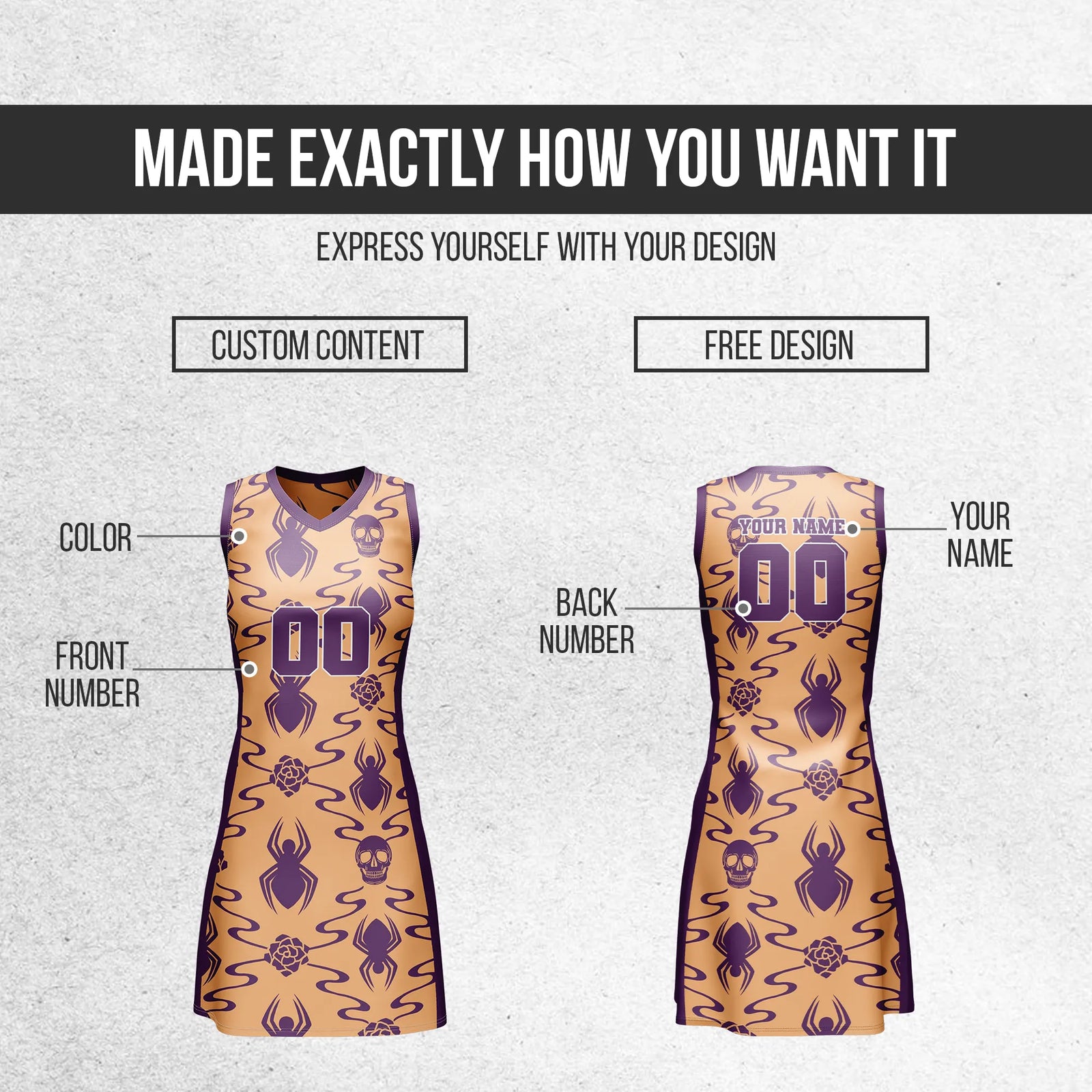 Custom Halloween Netball Jersey D2 Personalized Uniform with Name & Number