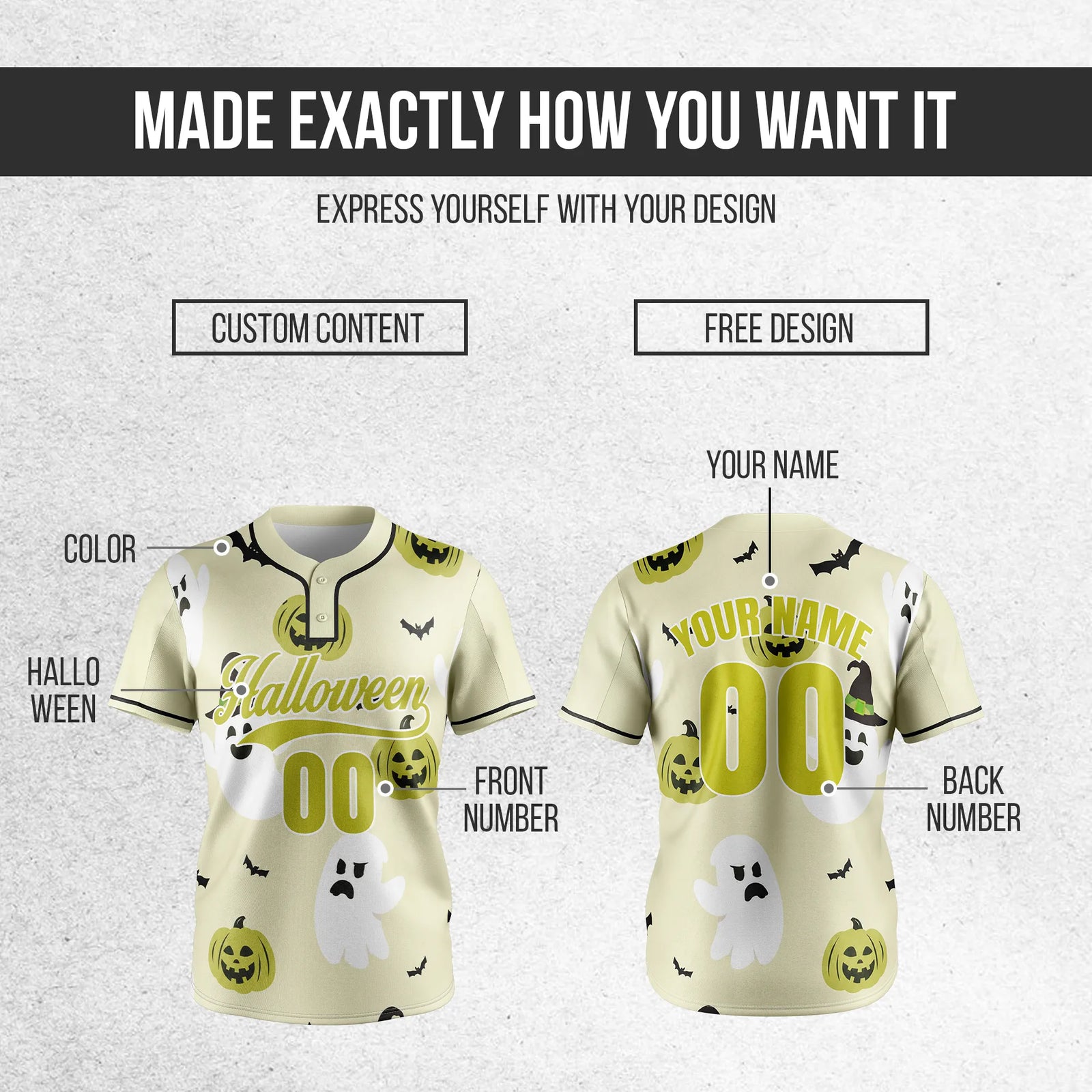 Custom Halloween Vibes Baseball Jersey Personalized Uniform with Name & Number