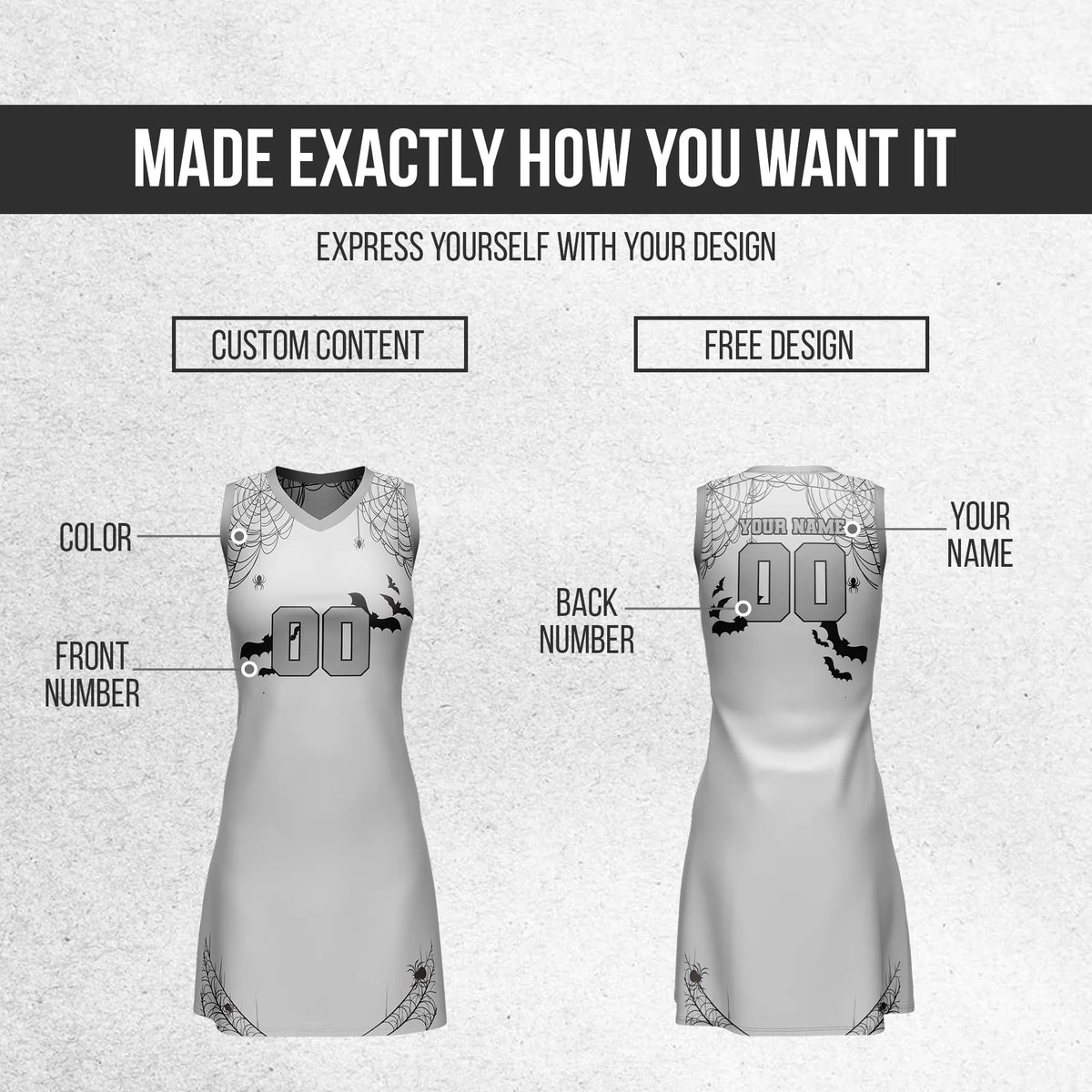 Custom Halloween Netball Jersey D7 Personalized Uniform with Name & Number