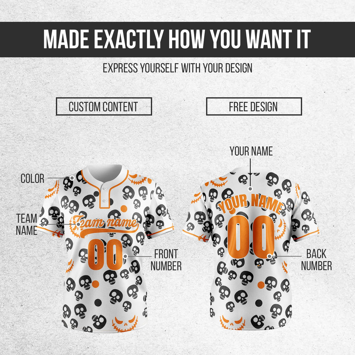Custom Skull Strike Baseball Sports Jersey Personalized Uniform with Name & Number