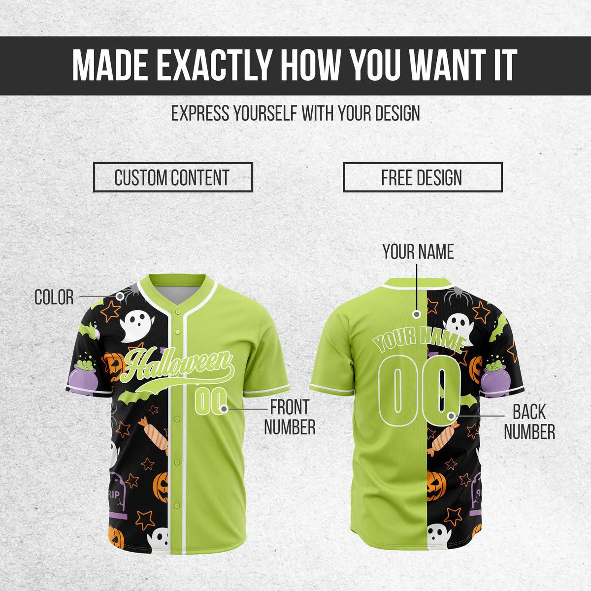Custom Hauntlime Baseball Sports Jersey Personalized Uniform with Name & Number