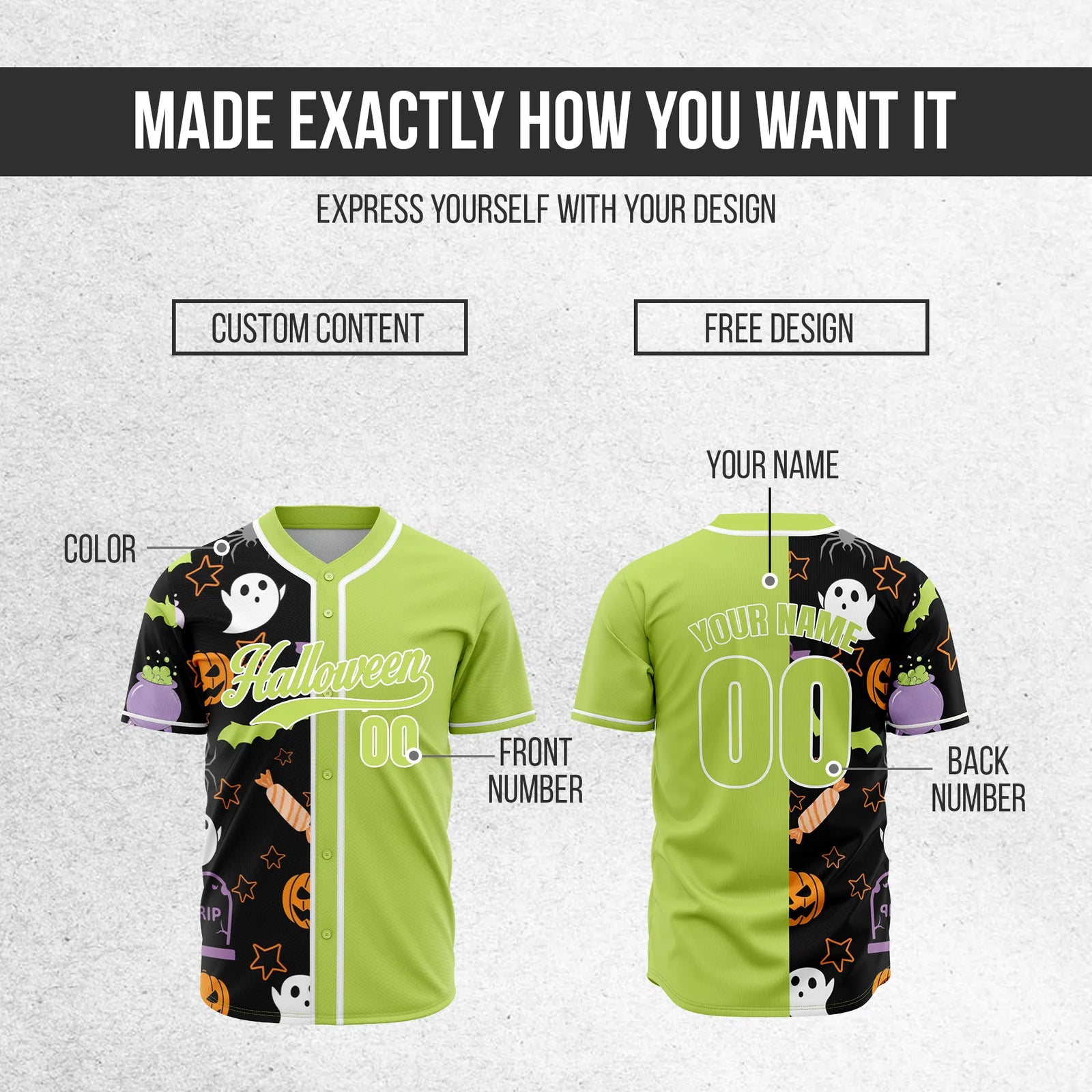 Custom Hauntlime Baseball Sports Jersey Personalized Uniform with Name & Number