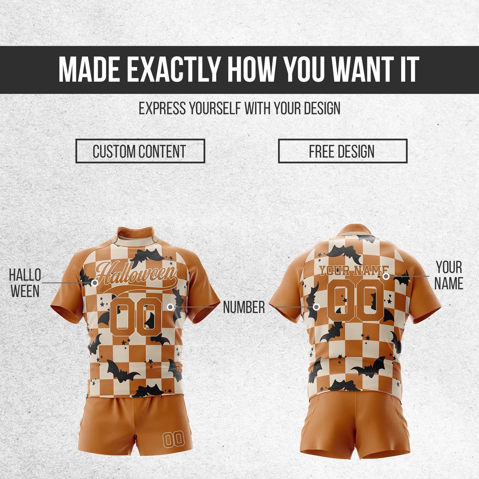 Custom Halloween Rugby Jersey D1 Personalized Uniform with Name & Number