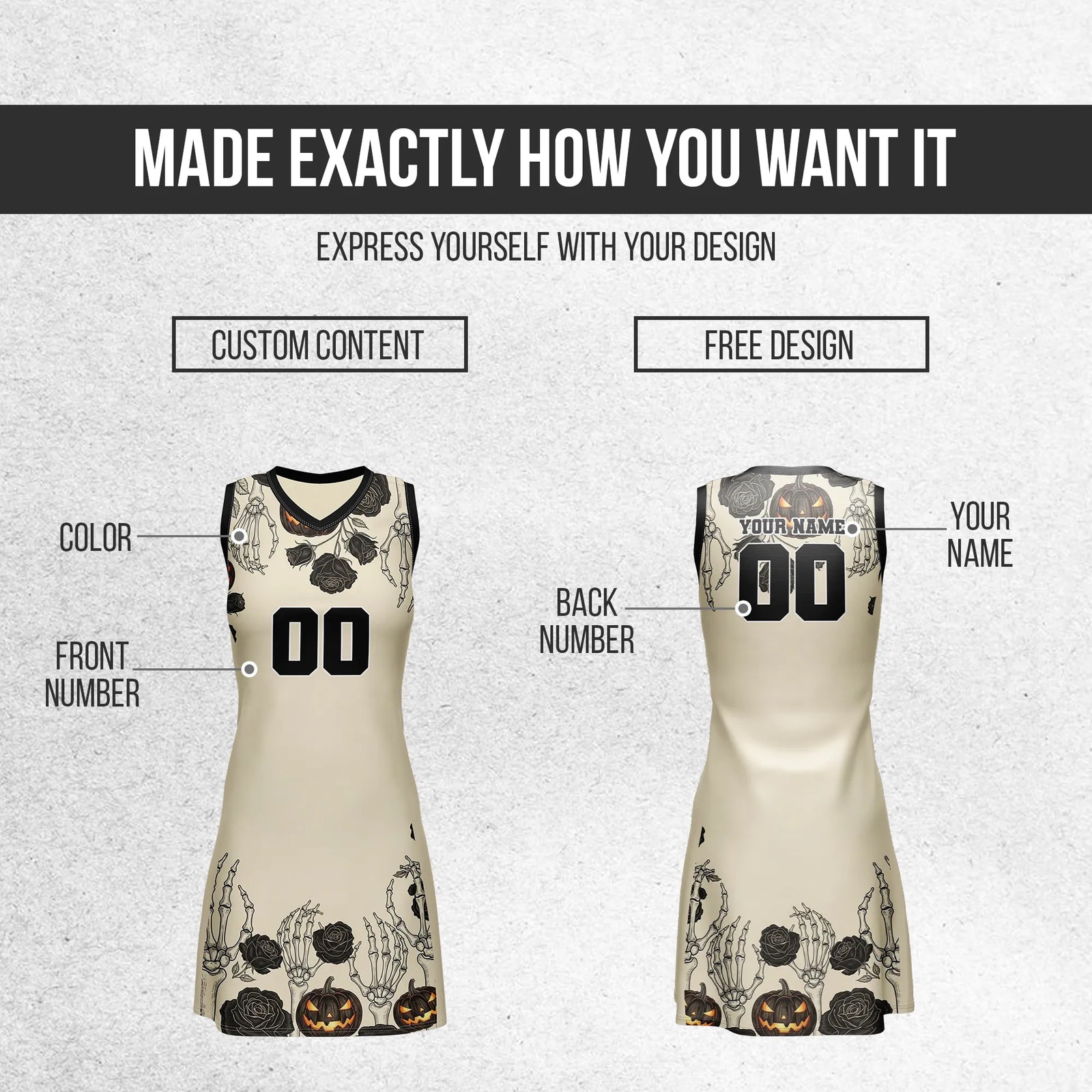 Custom Halloween Netball Jersey D10 Personalized Uniform with Name & Number