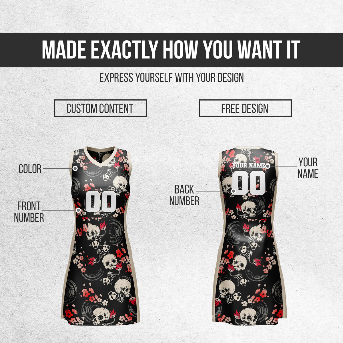 Custom Halloween Netball Jersey D1 Personalized Uniform with Name & Number