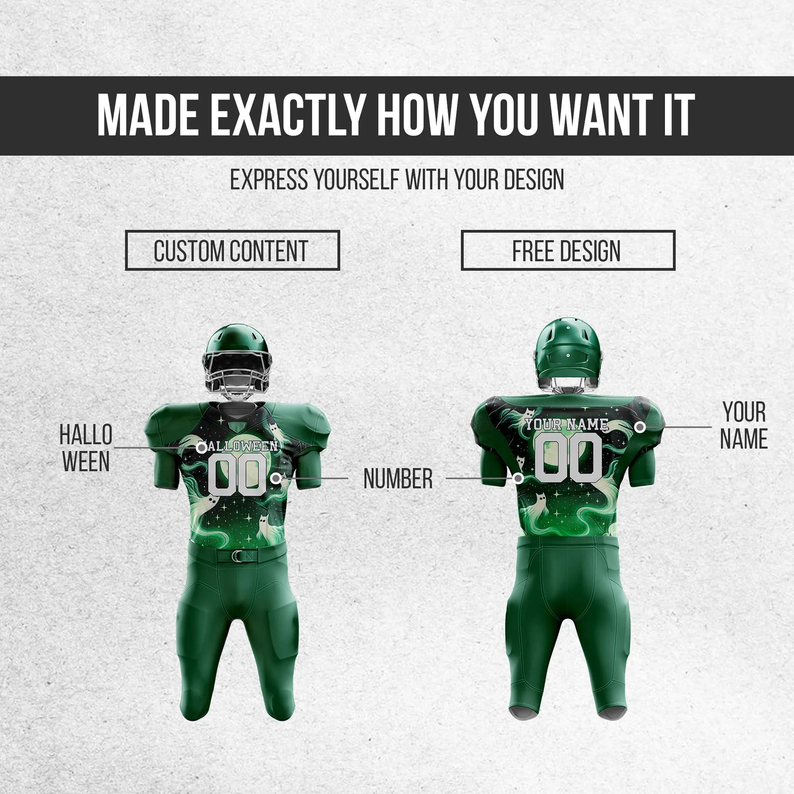 Custom Boo Starry Night Halloween American Football Jersey Personalized Uniform with Name & Number