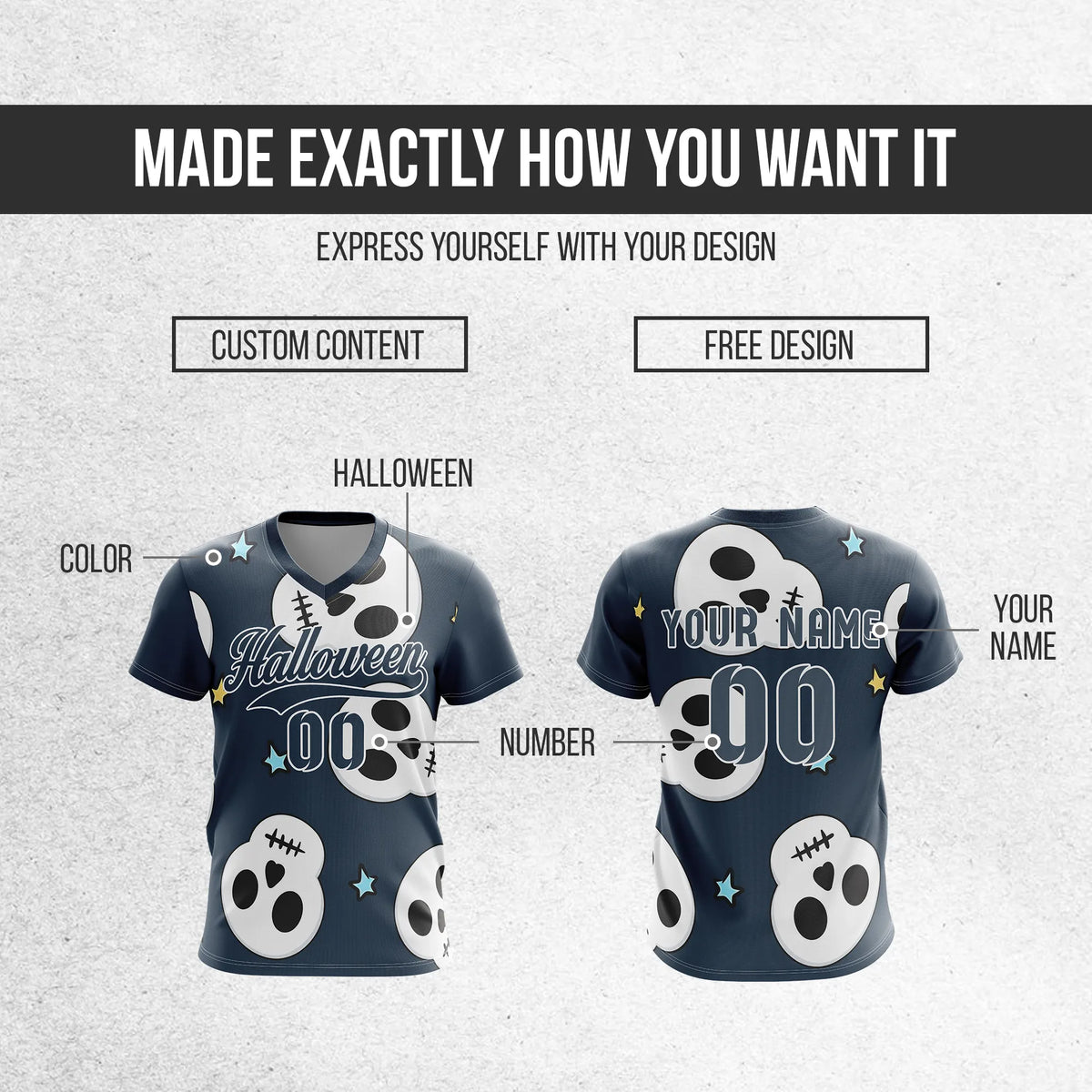 Custom Halloween Soccer Jersey D10 Personalized Uniform with Name & Number