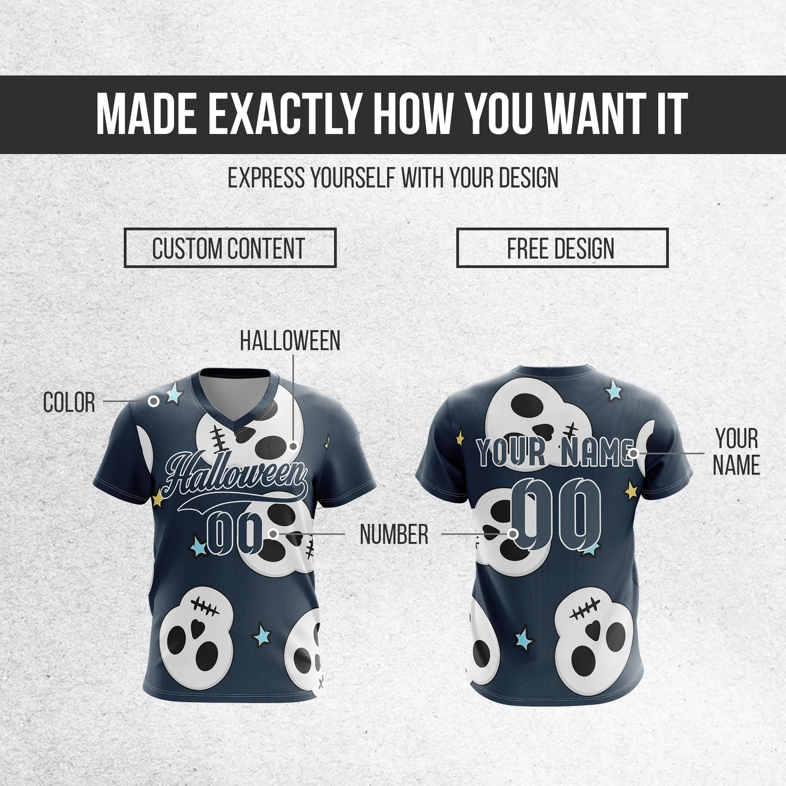 Custom Halloween Soccer Jersey D10 Personalized Uniform with Name & Number