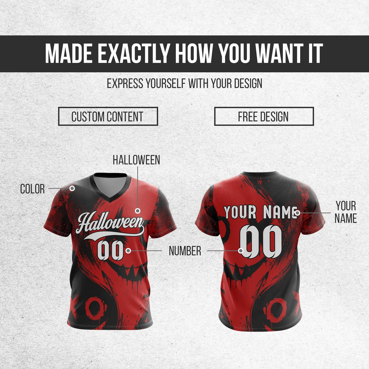 Custom Halloween Soccer Jersey D4 Personalized Uniform with Name & Number