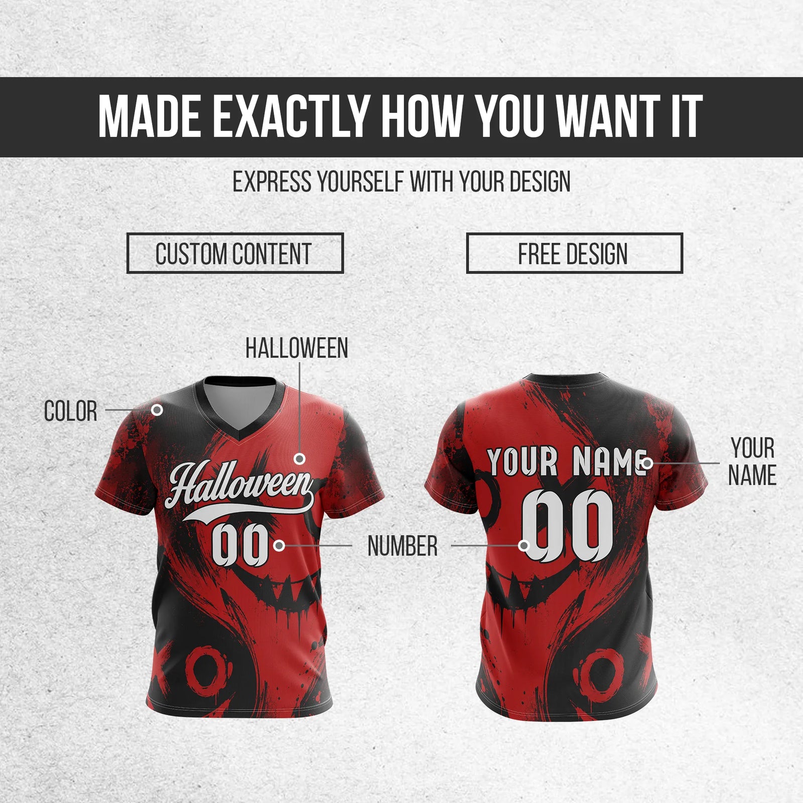 Custom Halloween Soccer Jersey D4 Personalized Uniform with Name & Number