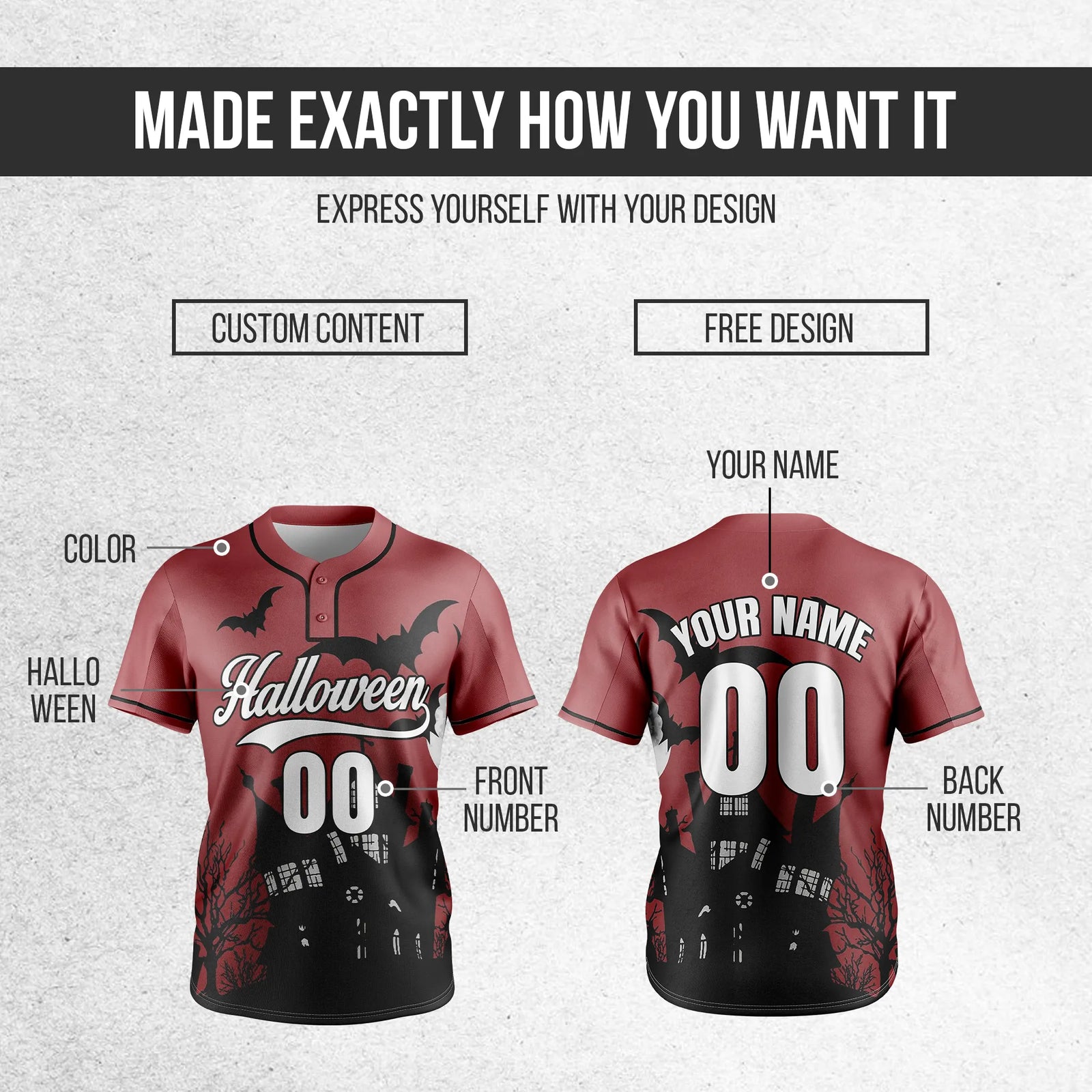 Custom Haunted Hollow Baseball Sports Jersey Personalized Uniform with Name & Number