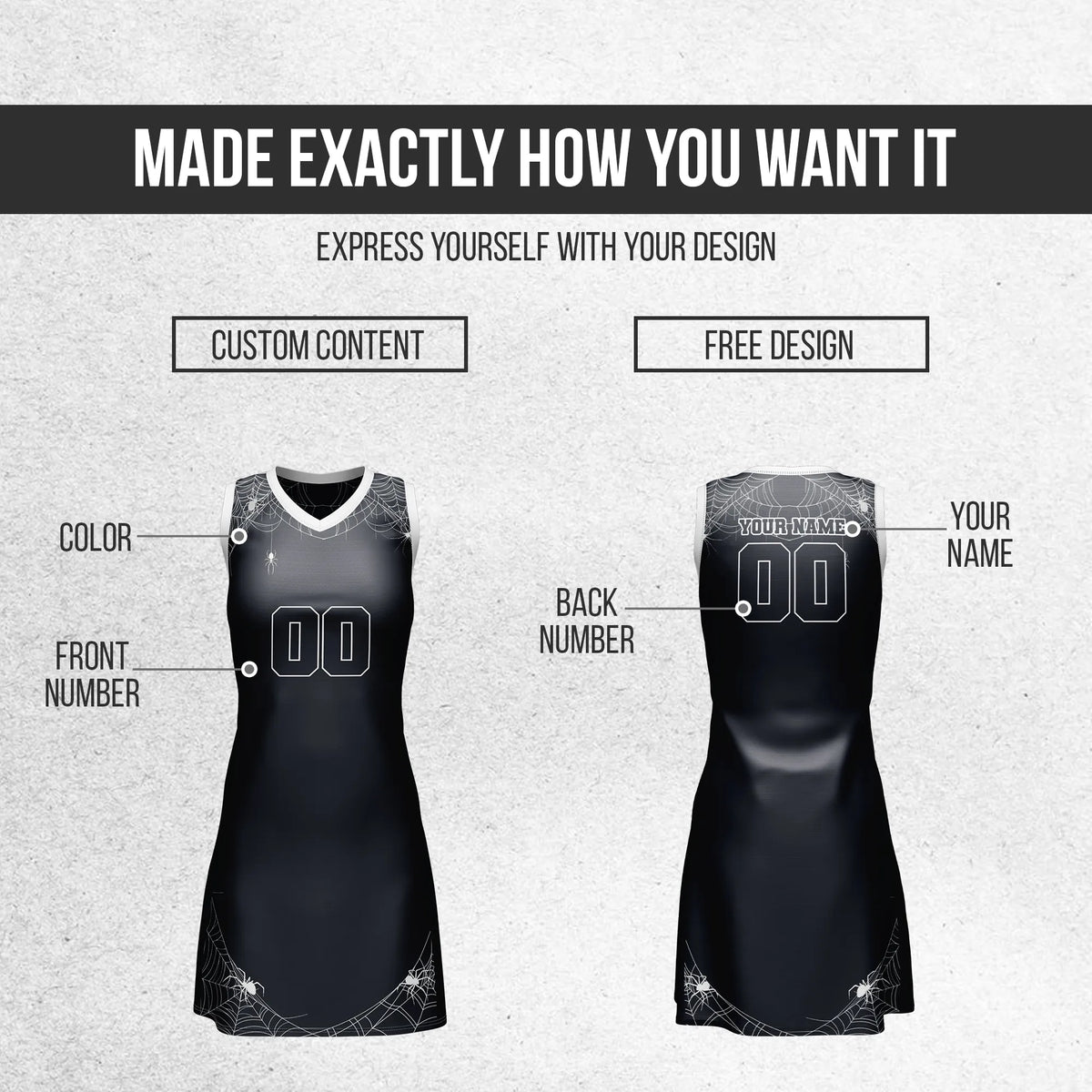 Custom Halloween Netball Jersey D6 Personalized Uniform with Name & Number
