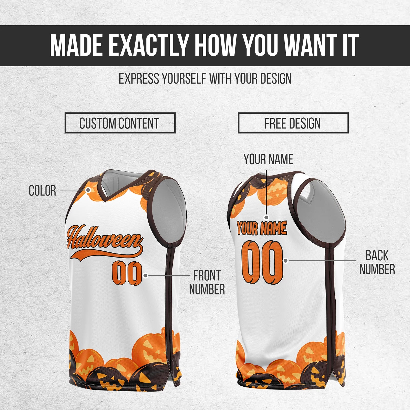 Custom Basketball Pumpkincrest Sports Jersey Personalized Uniform with Name & Number