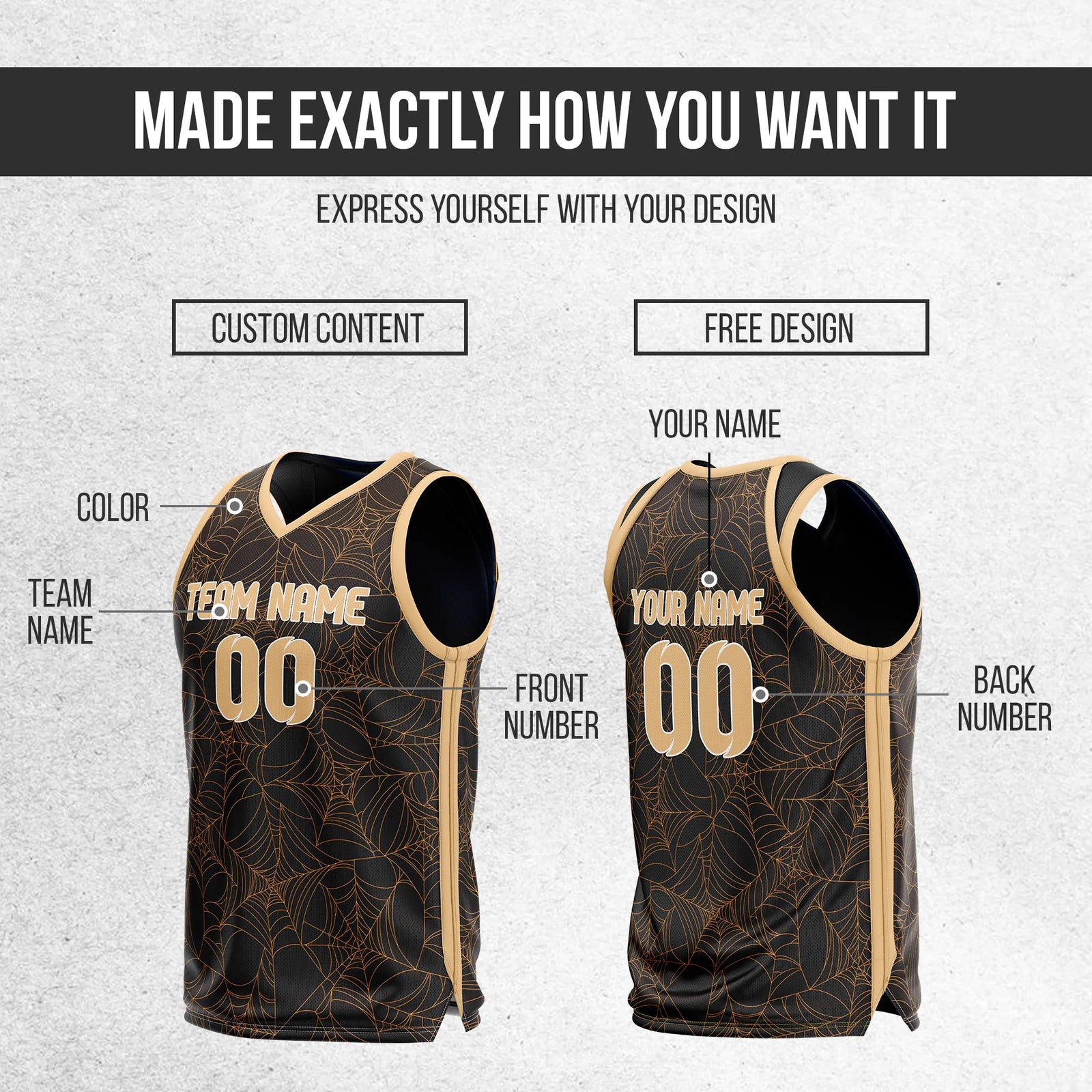 Custom Basketball SpiderWeb Sports Jersey Personalized Uniform with Name & Number