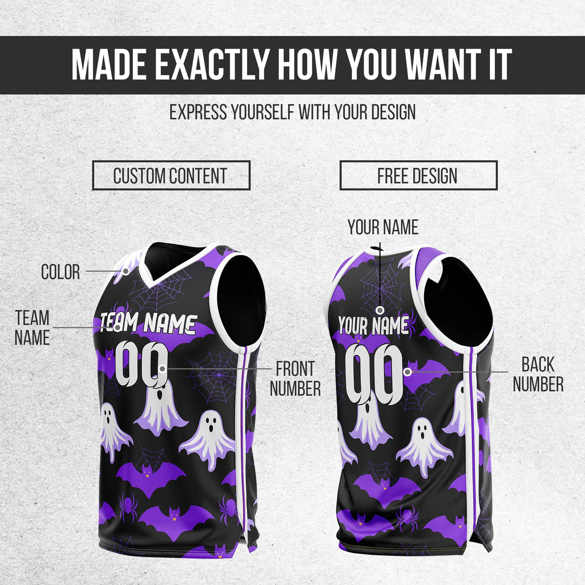 Custom Basketball Spookwing Sports Jersey Personalized Uniform with Name & Number
