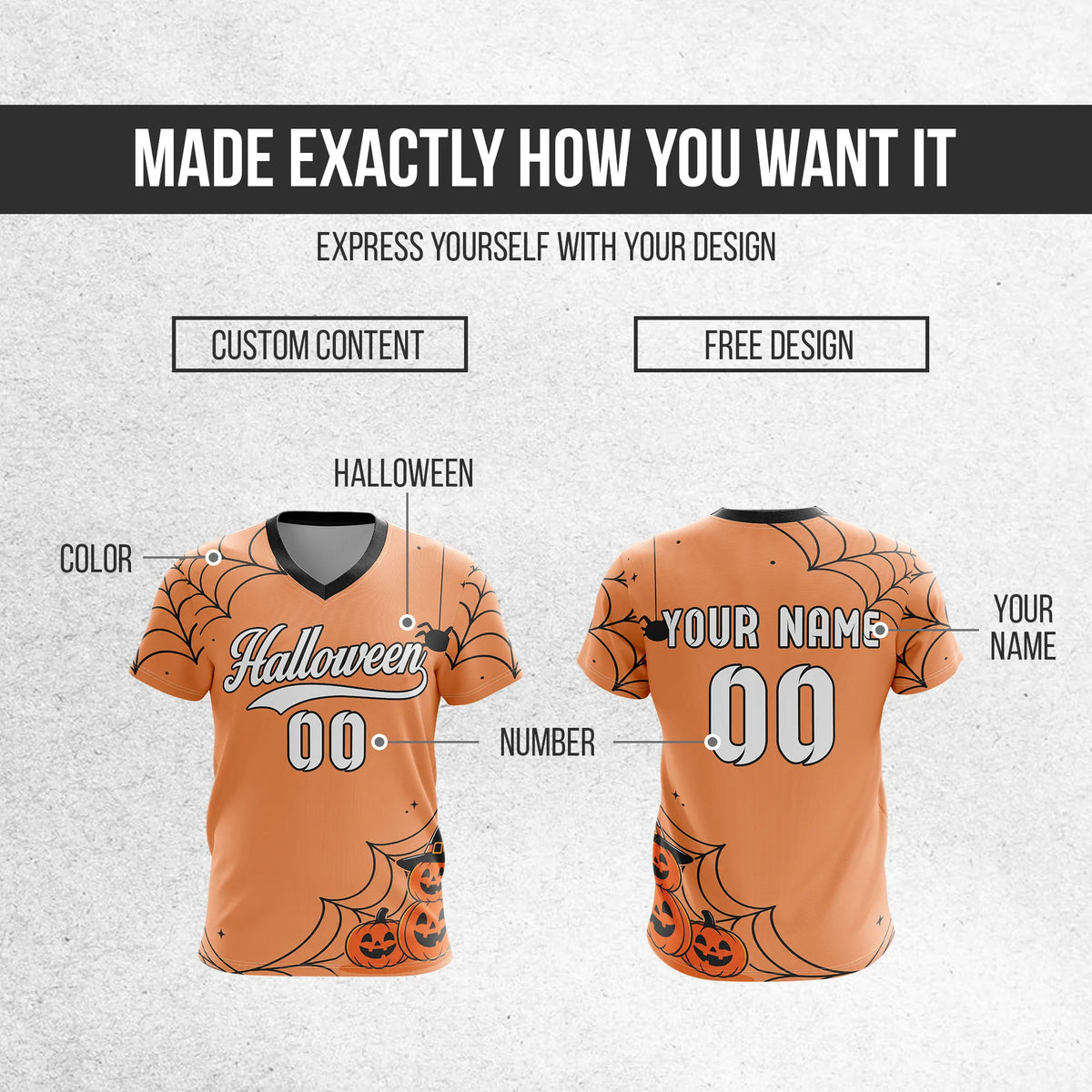 Custom Halloween Soccer Jersey D5 Personalized Uniform with Name & Number