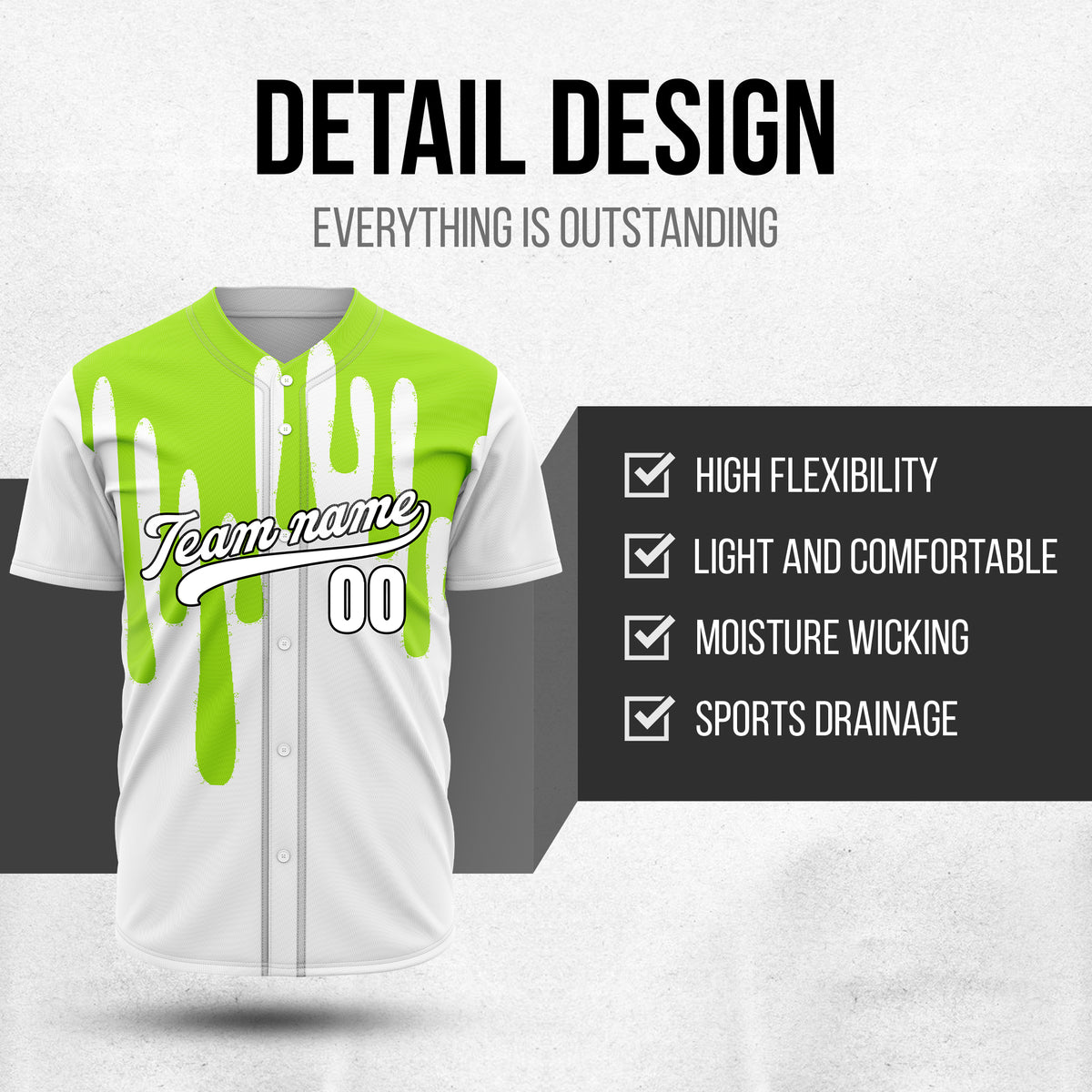 Custom Ink Drip White Sports Jersey Personalized Uniform with Name & Number