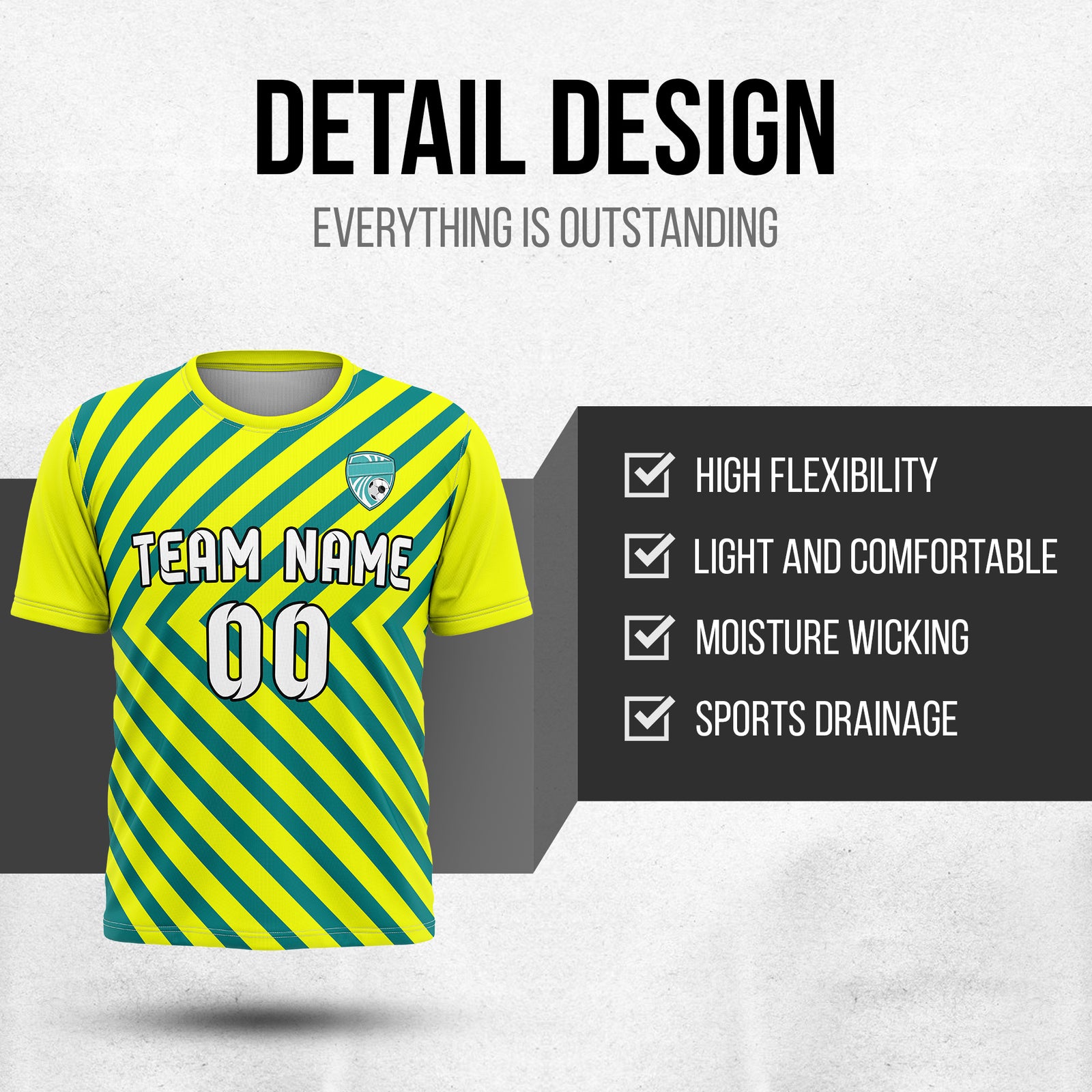 Custom SwiftStripe Yellow Soccer sport Tops Jersey