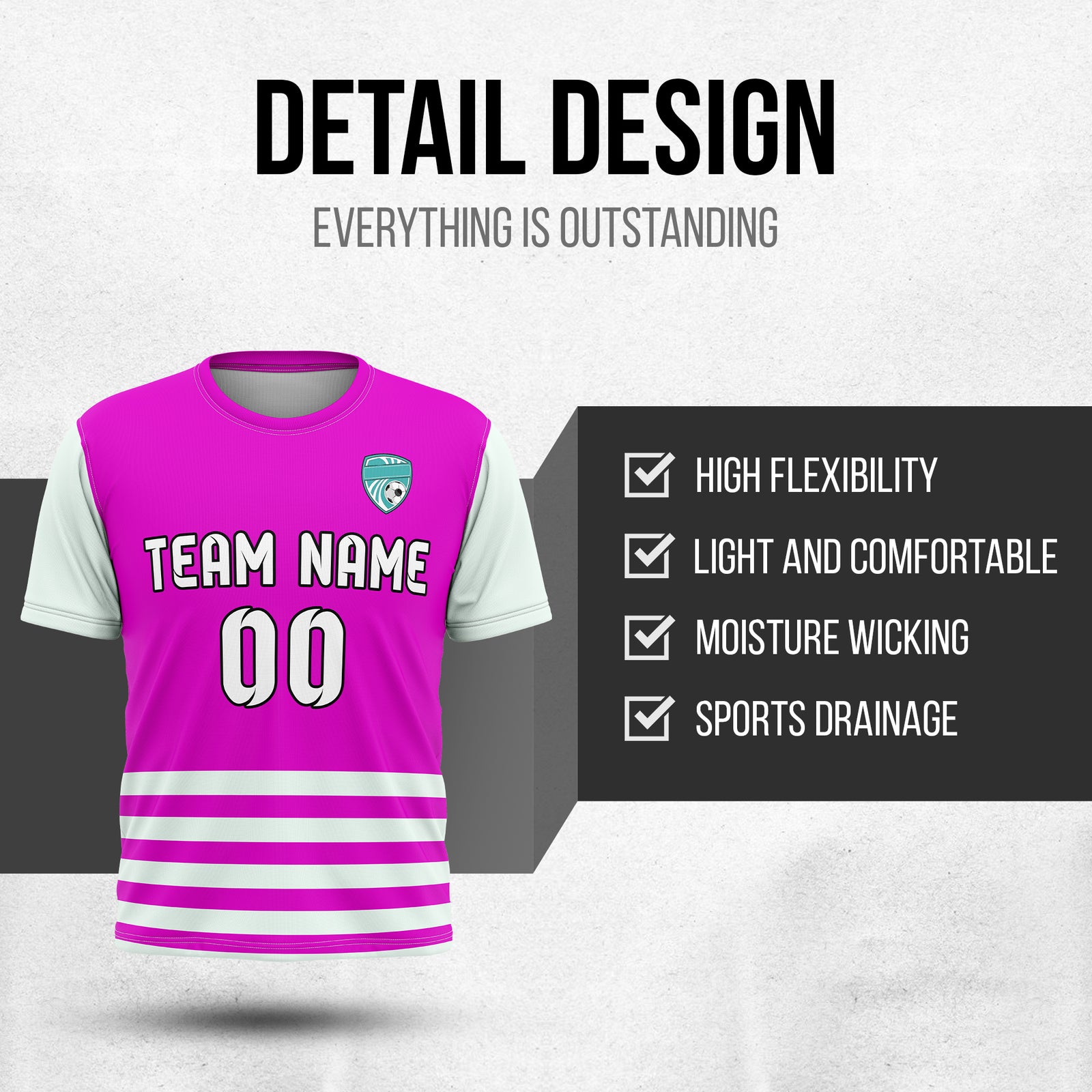 Custom BaseLine Stripe Purple Soccer sport Tops Jersey