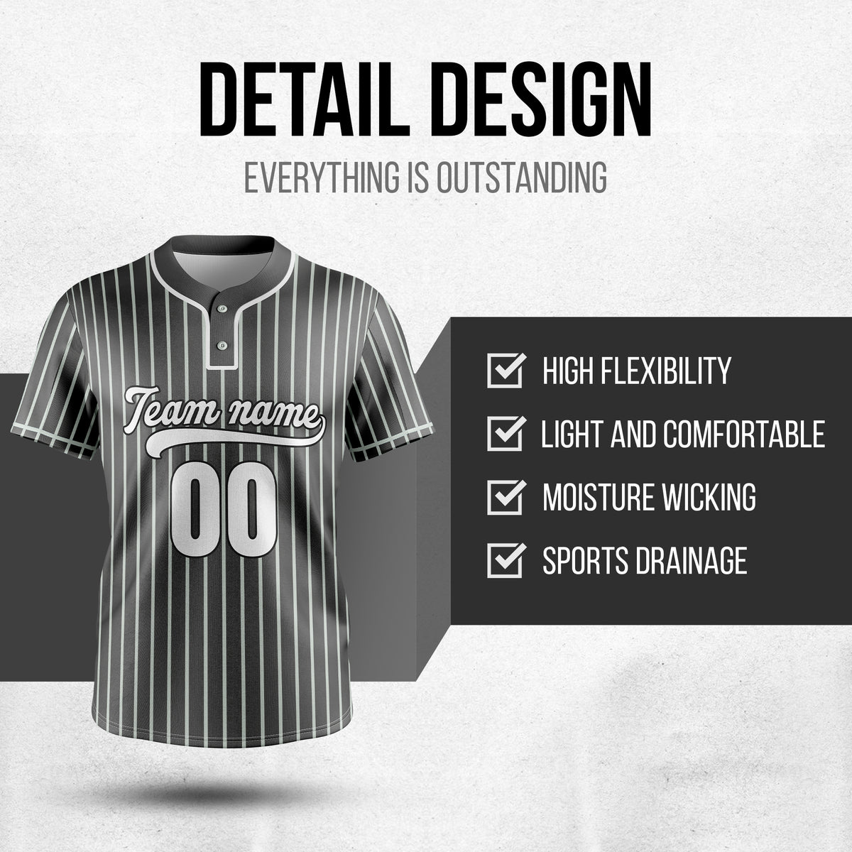 Custom Pinstripe Baseball Dark Grey Sports Jersey Personalized Uniform with Name & Number