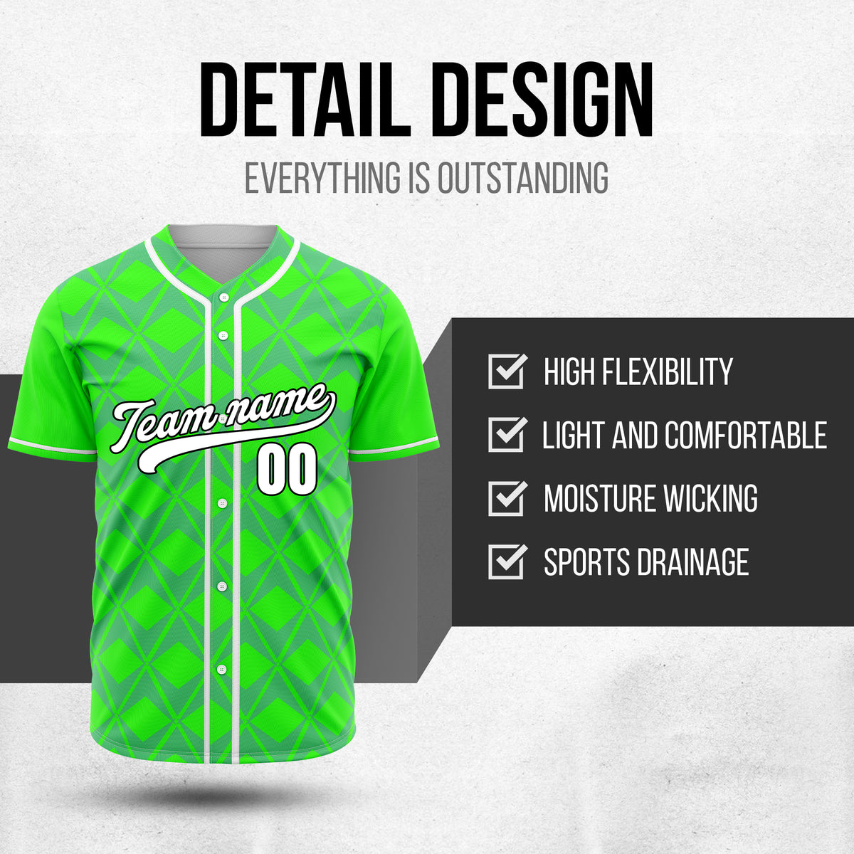 Custom Rhombus Blaze Neon Green Sports Jersey Personalized Uniform with Name & Number