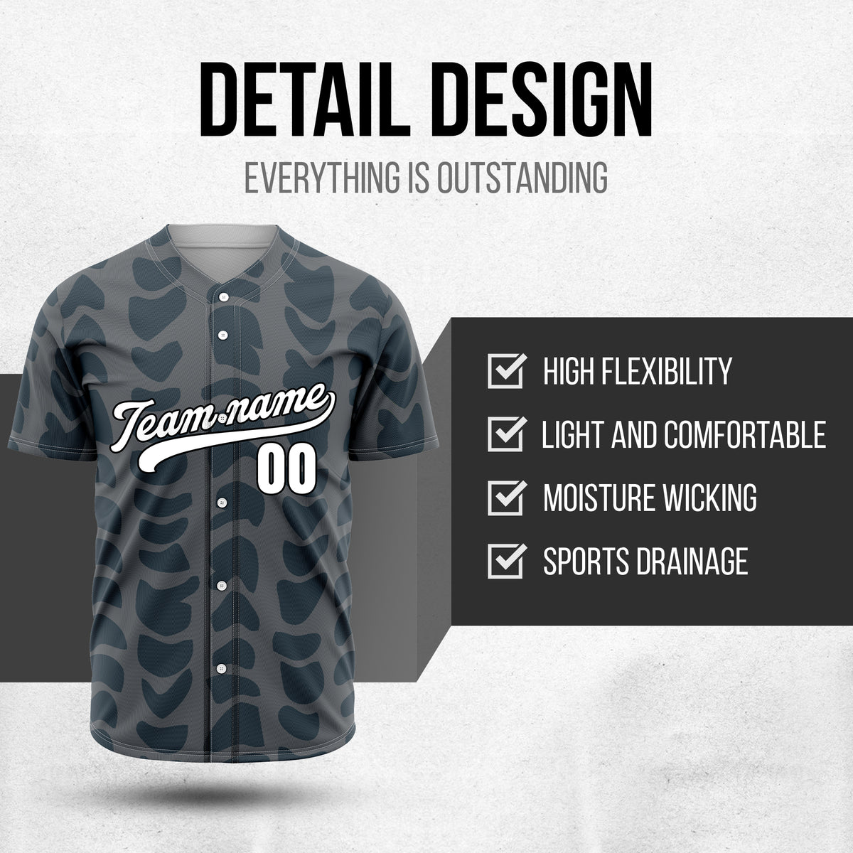 Custom Hawaii Waves Dark Grey Baseball Sports Jersey Personalized Uniform with Name & Number