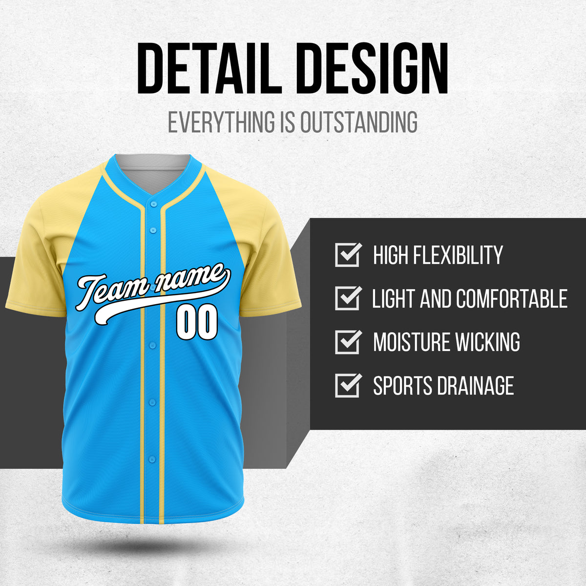 Custom Baseline Baseball Blue Sports Jersey Personalized Uniform with Name & Number