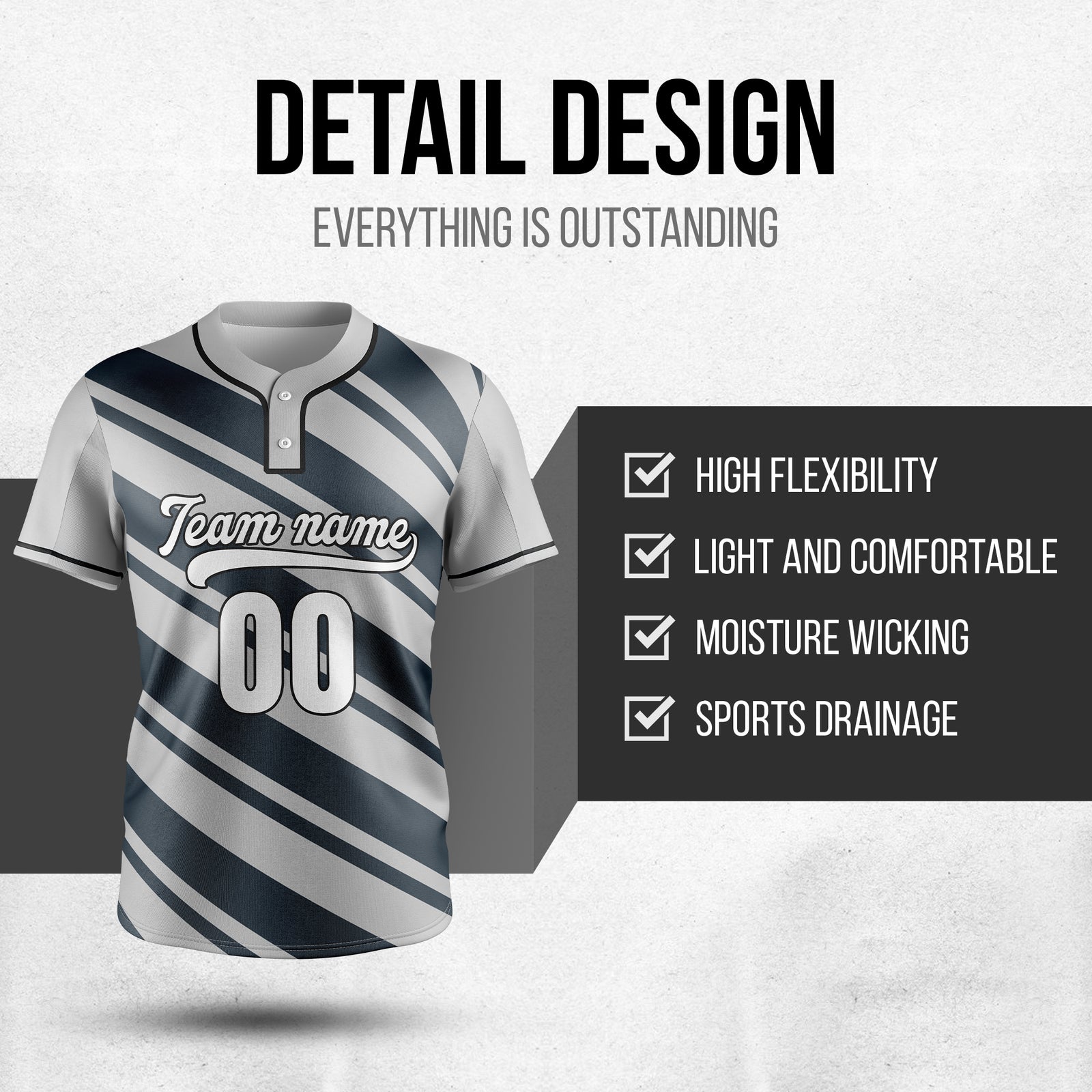 Custom Bold Flow Grey Baseball Sports Jersey Personalized Uniform with Name & Number