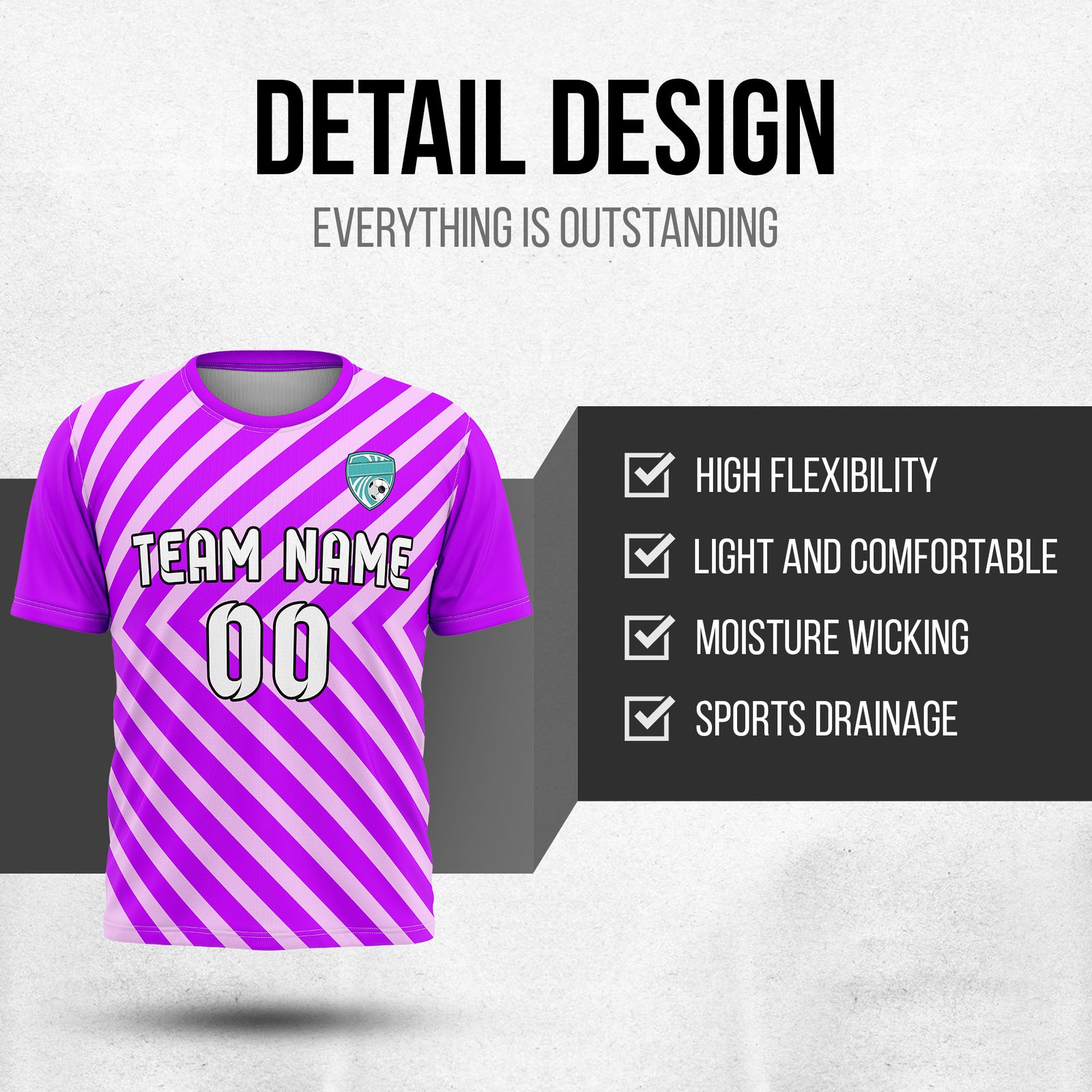 Custom SwiftStripe Purple Soccer sport Tops Jersey