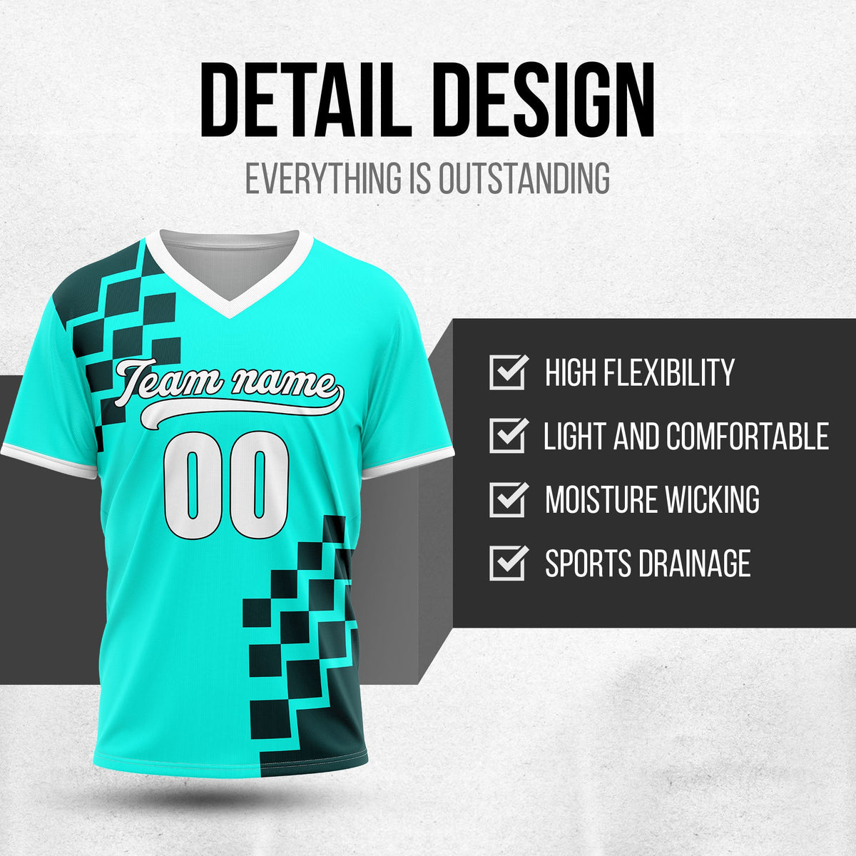 Custom Shadow Pixel Aqua Baseball Sports Jersey Personalized Uniform with Name & Number