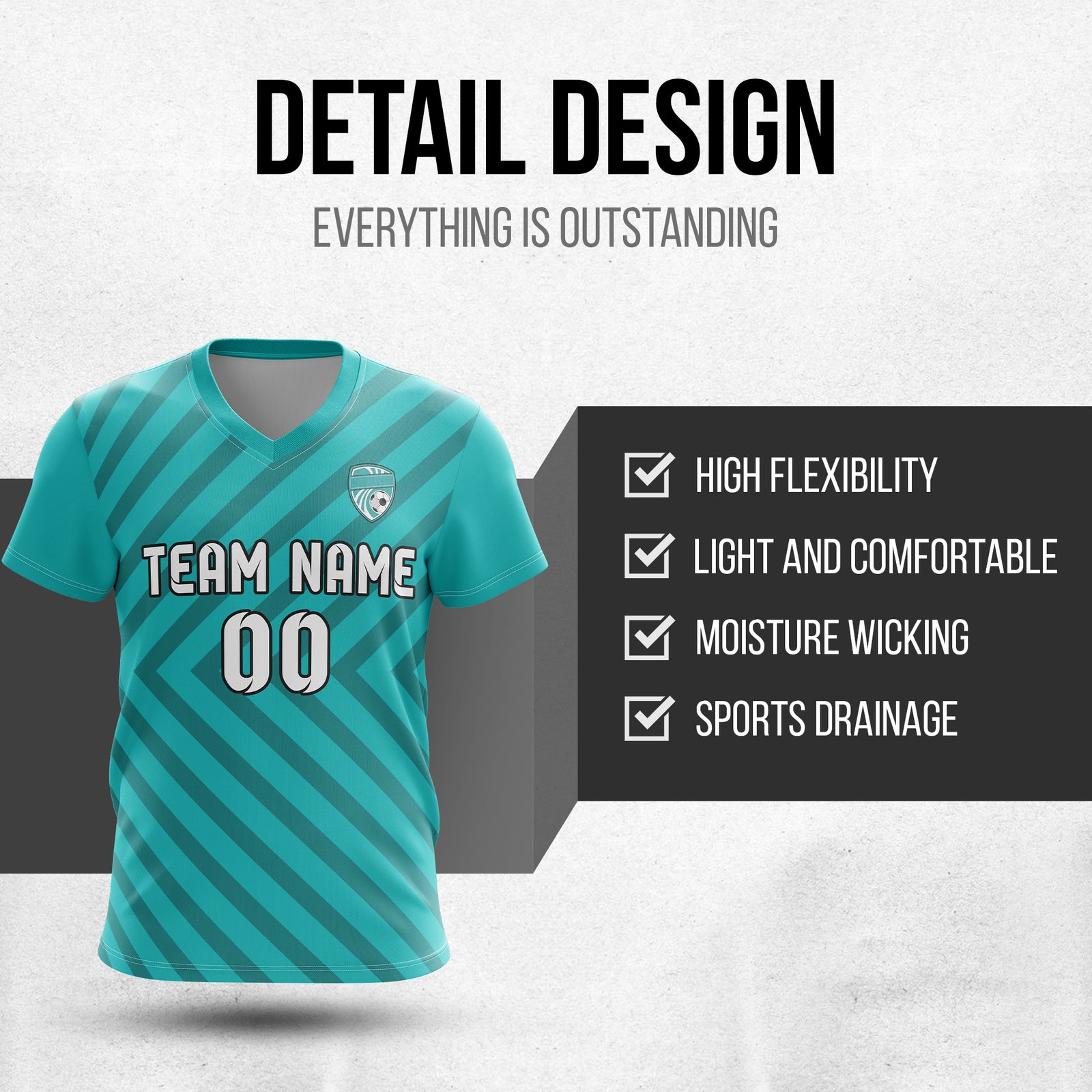 Custom Swift Stripe V-Neck Teal Soccer sport Tops Jersey
