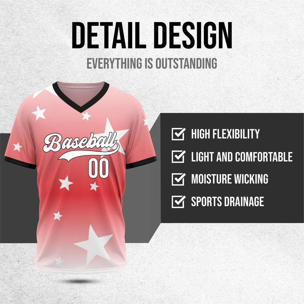 Custom Starfall Gradient Baseball Red Sports Jersey Personalized Uniform with Name & Number